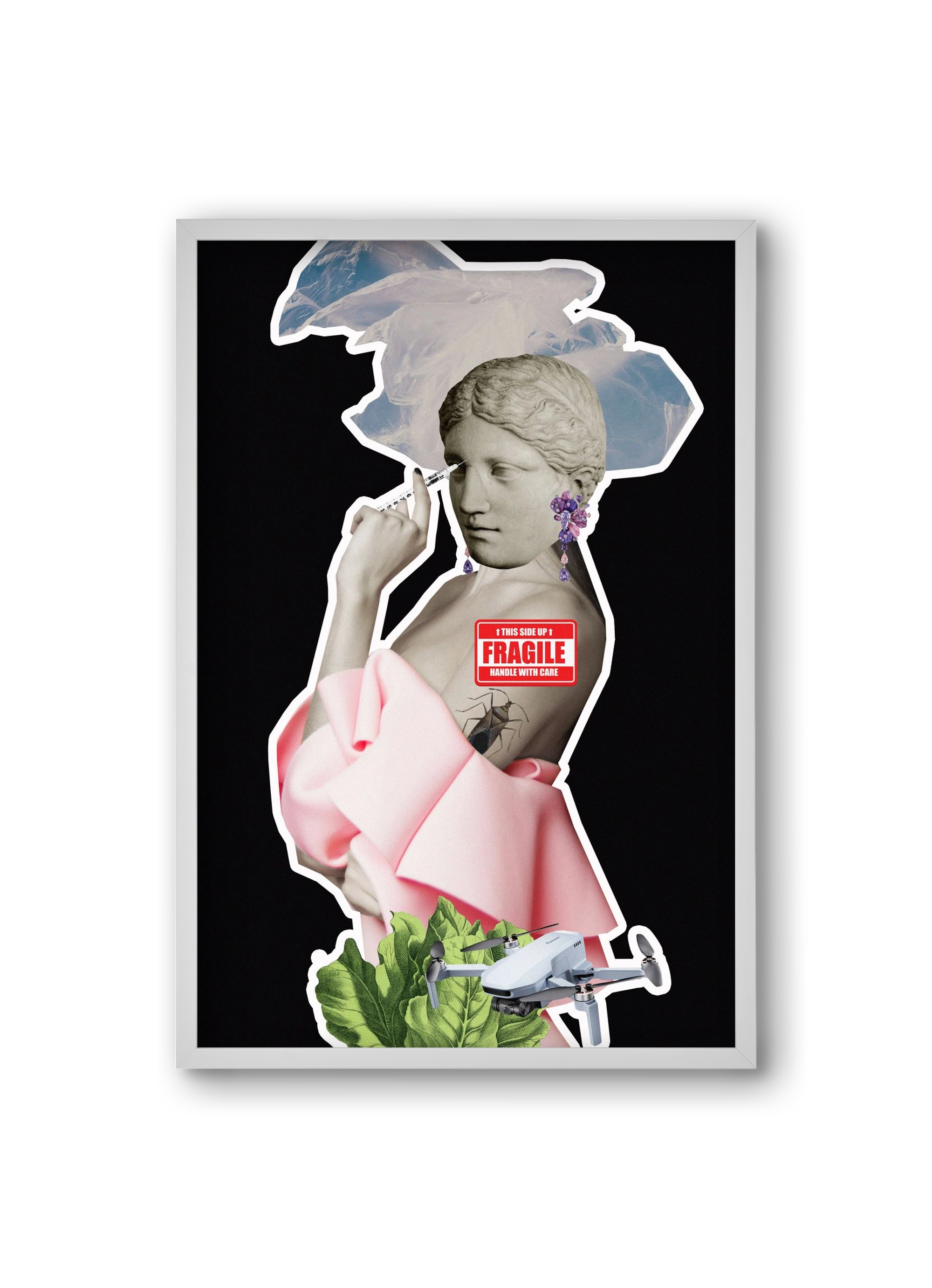 collage 3, 20x30 cm (20x30 cm), Fehér keret