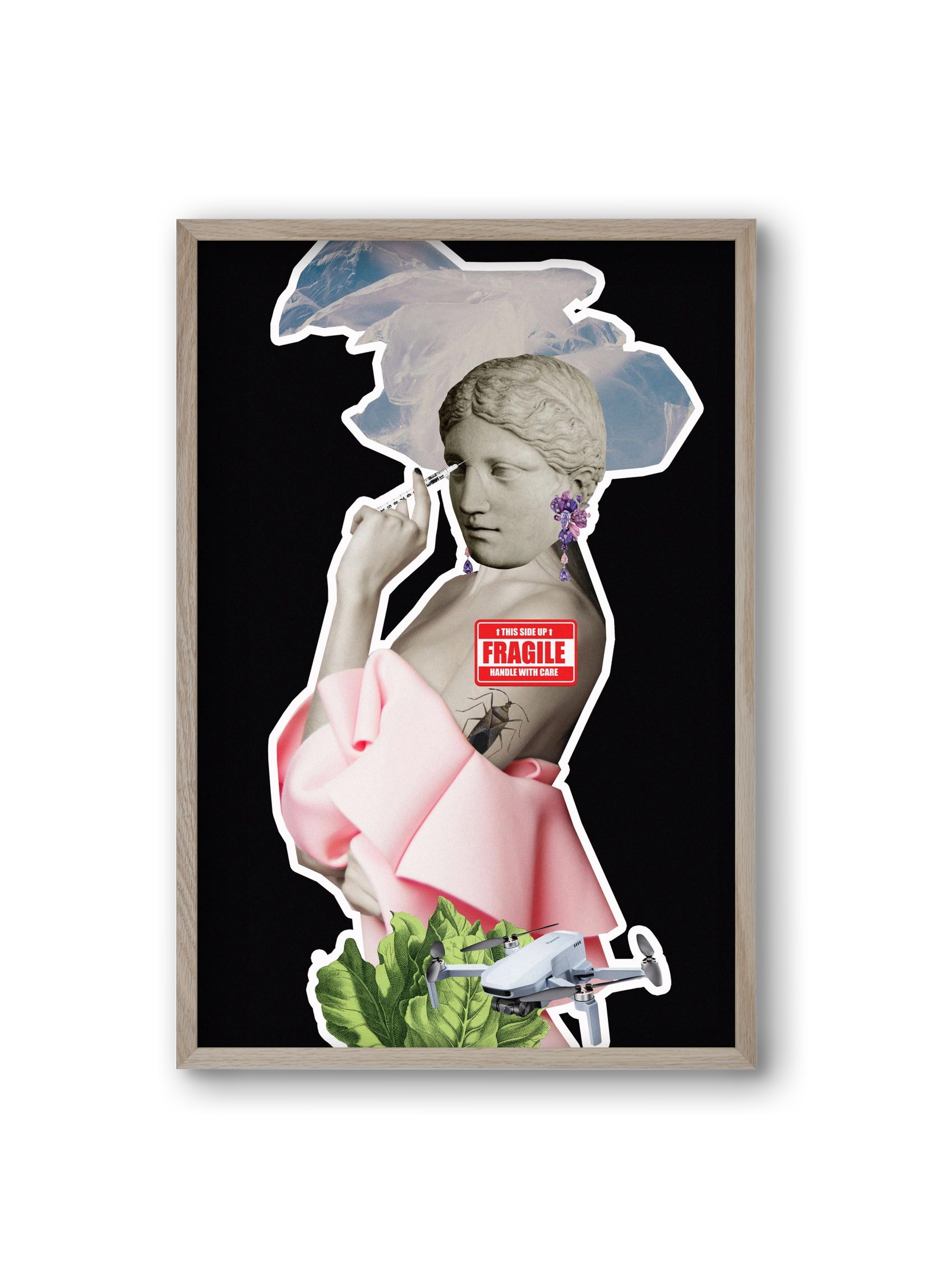 collage 3, 20x30 cm (20x30 cm), Tölgy keret