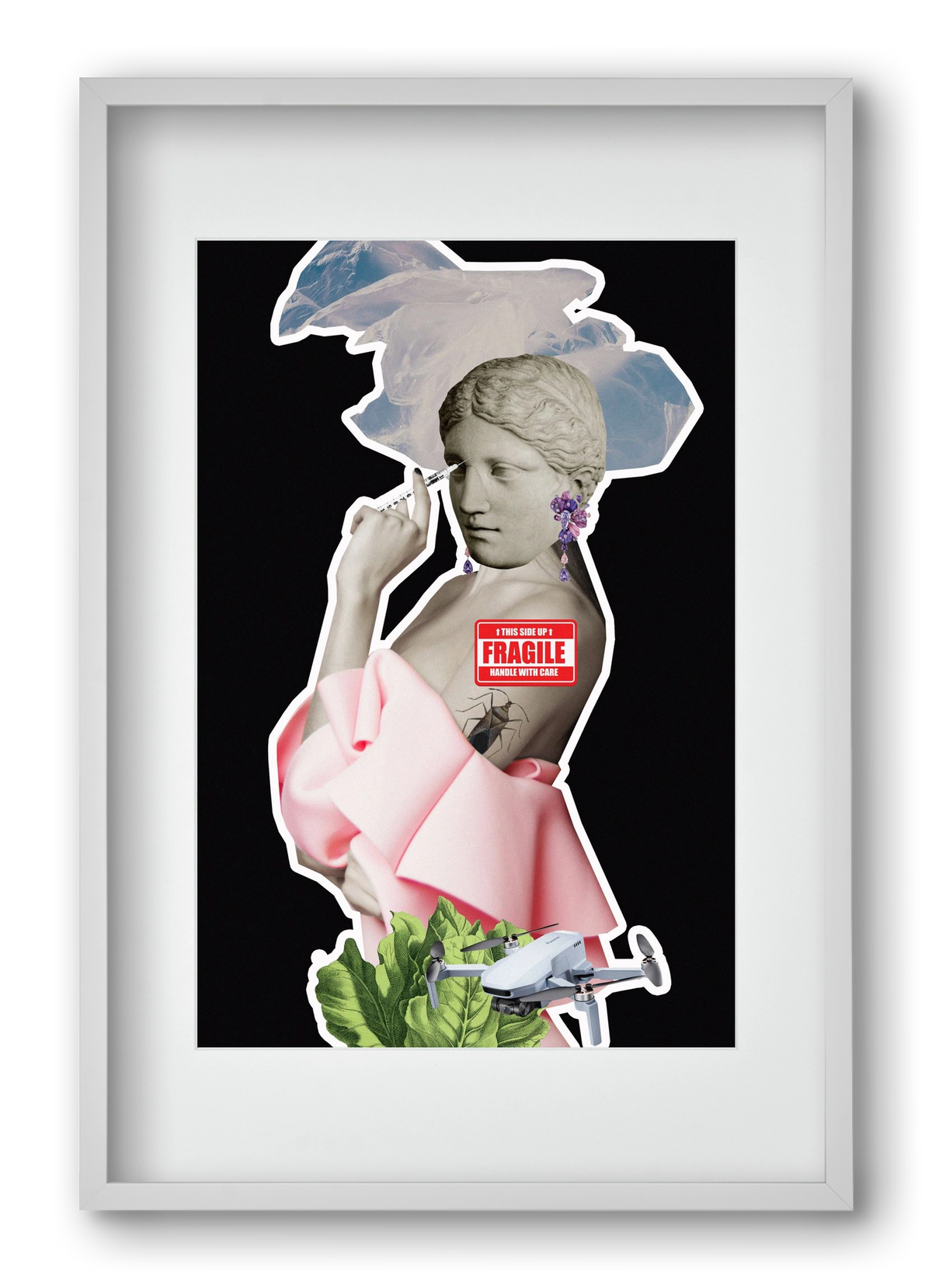 collage 3, 40x60 cm (30x45 cm), Fehér keret, paszpartuval