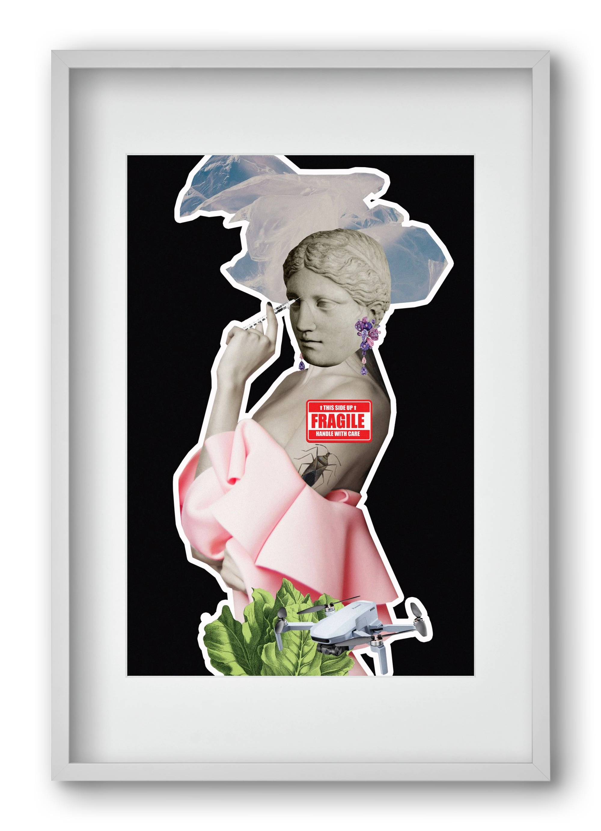 collage 3, 40x60 cm (30x45 cm), Fehér keret, paszpartuval