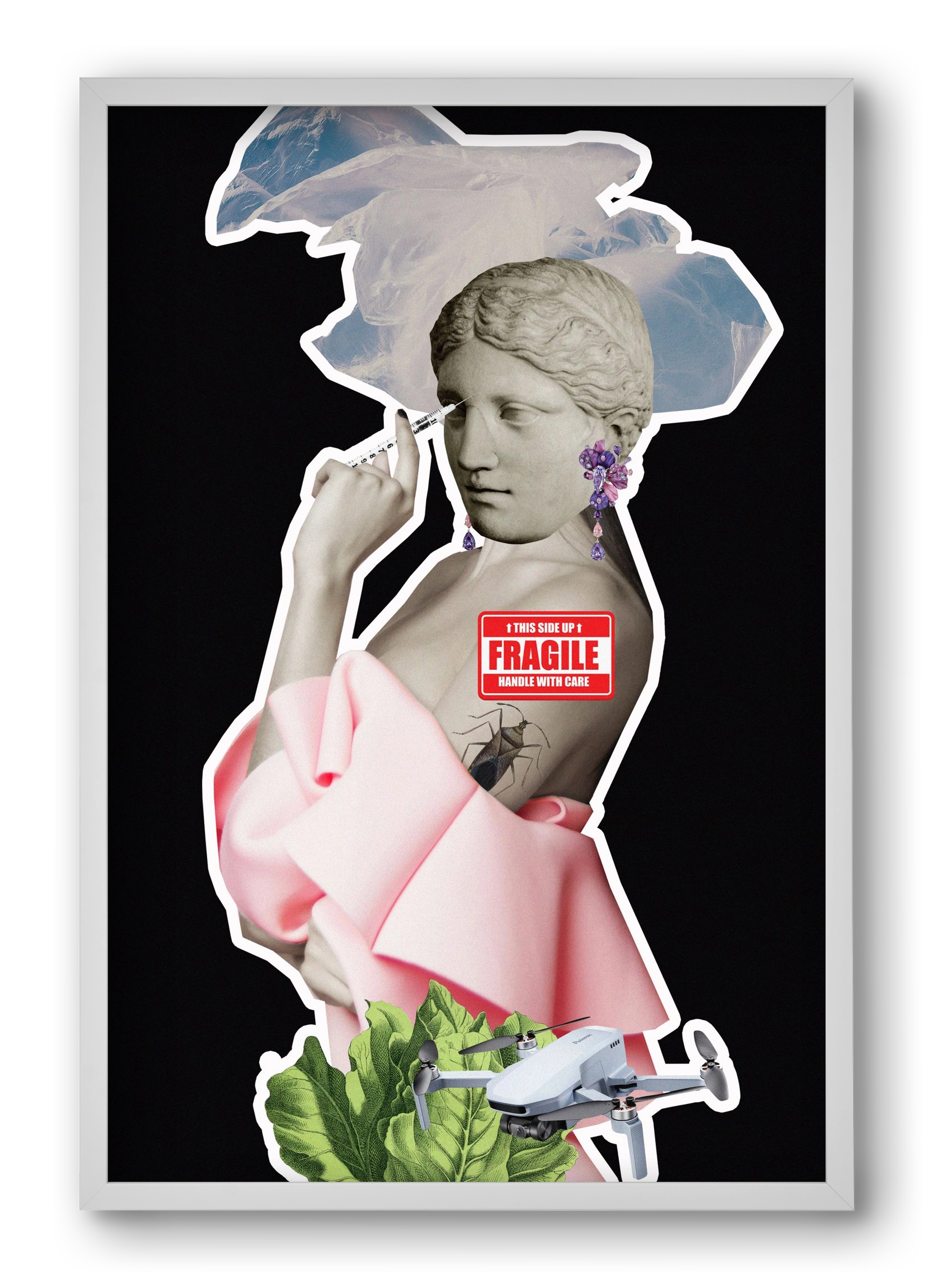 collage 3, 40x60 cm (40x60 cm), Fehér keret