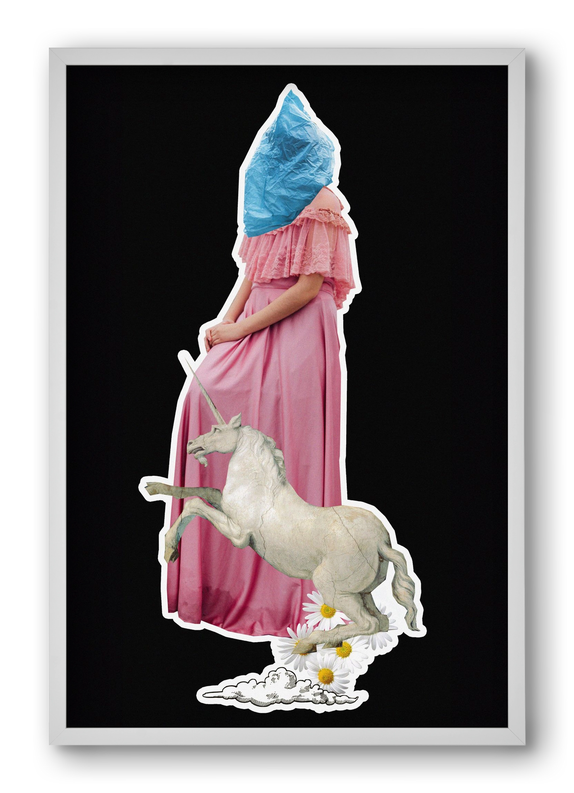 collage 4, 40x60 cm (40x60 cm), Fehér keret