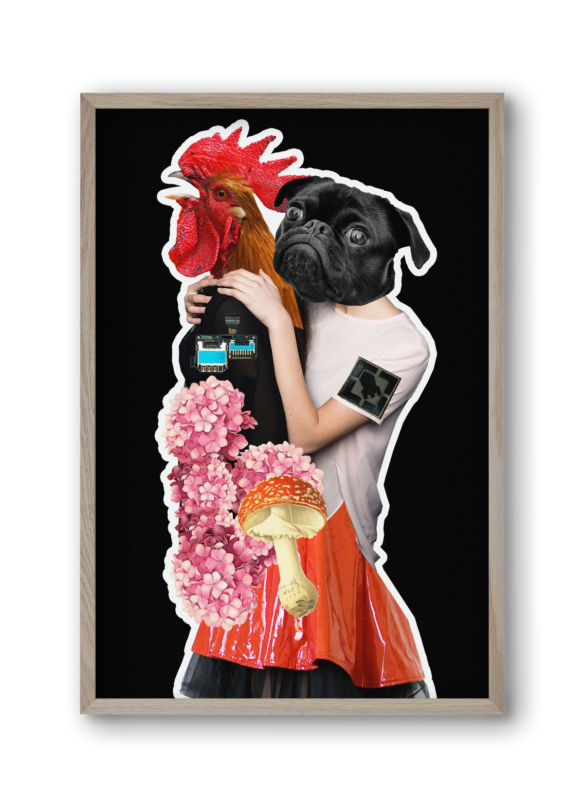 collage 5, 30x45 cm (30x45 cm), Tölgy keret