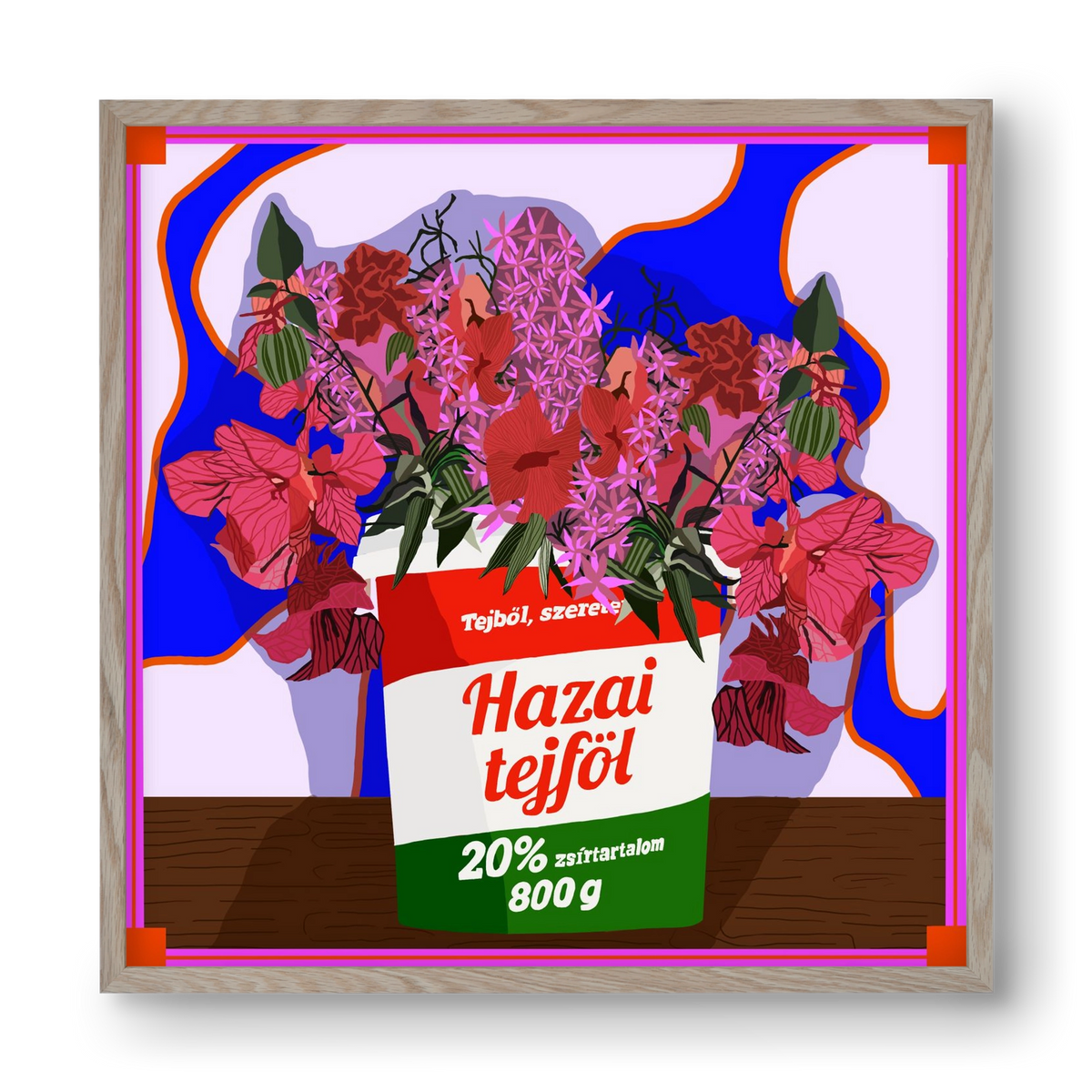 Hazai ízek, 40x40 cm (40x40 cm), Tölgy keret