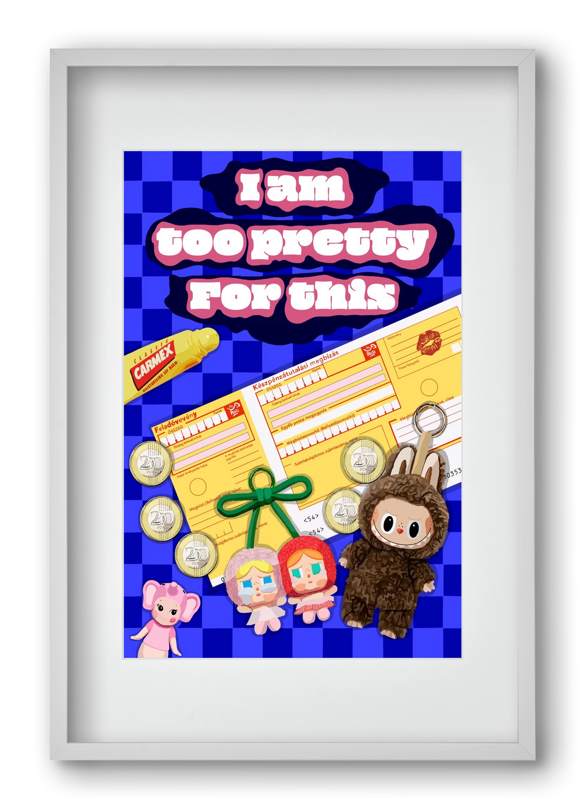 Labubu, 40x60 cm (30x45 cm), Fehér keret, paszpartuval