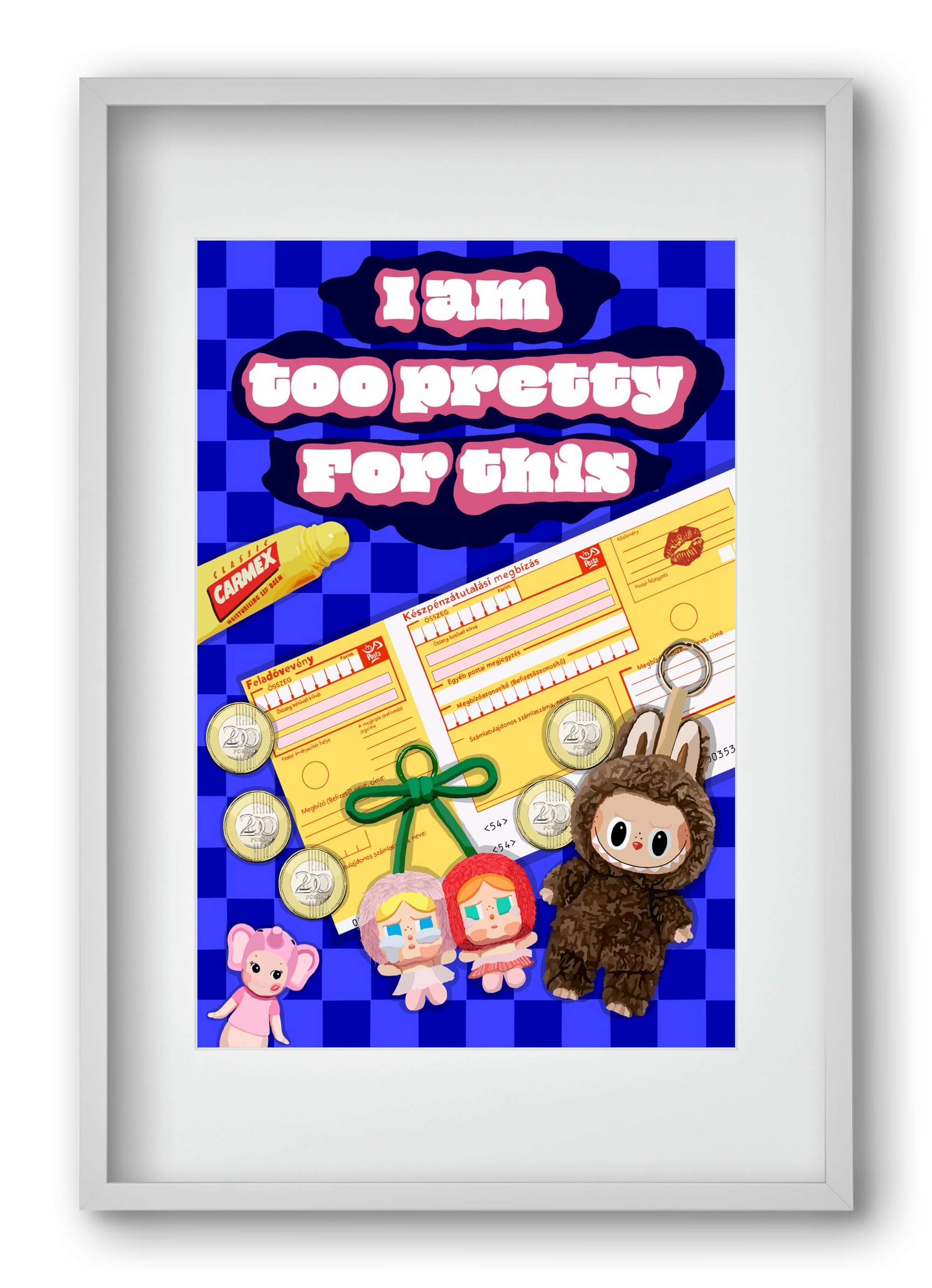 Labubu, 40x60 cm (30x45 cm), Fehér keret, paszpartuval