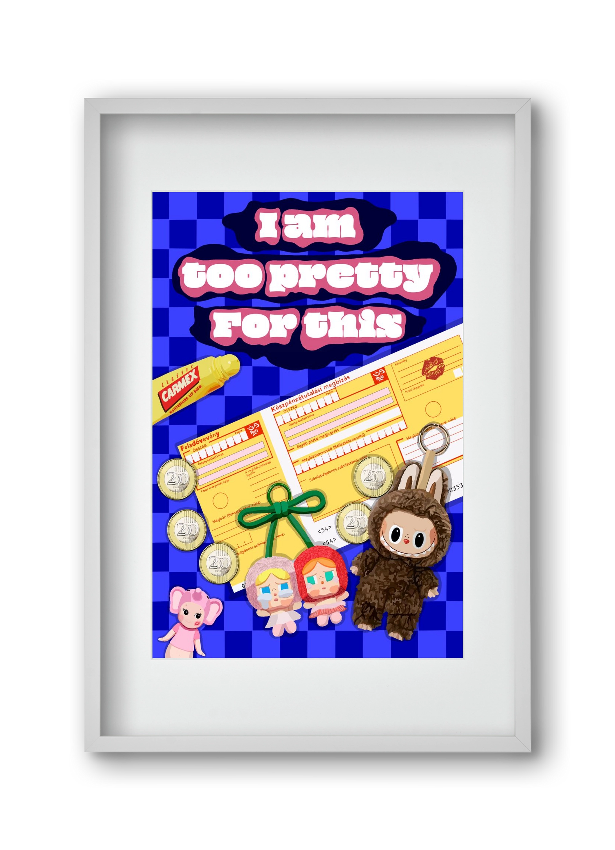 Labubu, 30x45 cm (20x30 cm), Fehér keret, paszpartuval