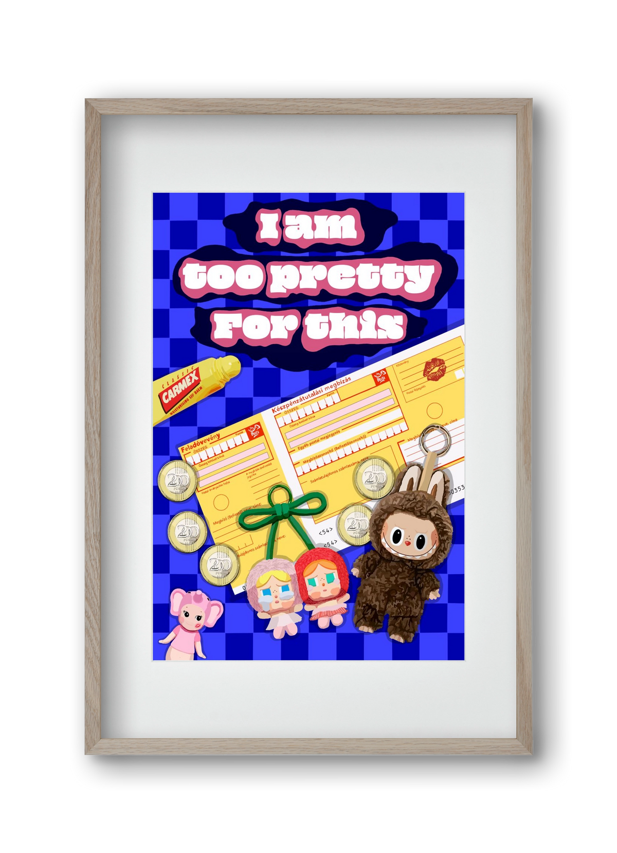 Labubu, 30x45 cm (20x30 cm), Tölgy keret, paszpartuval