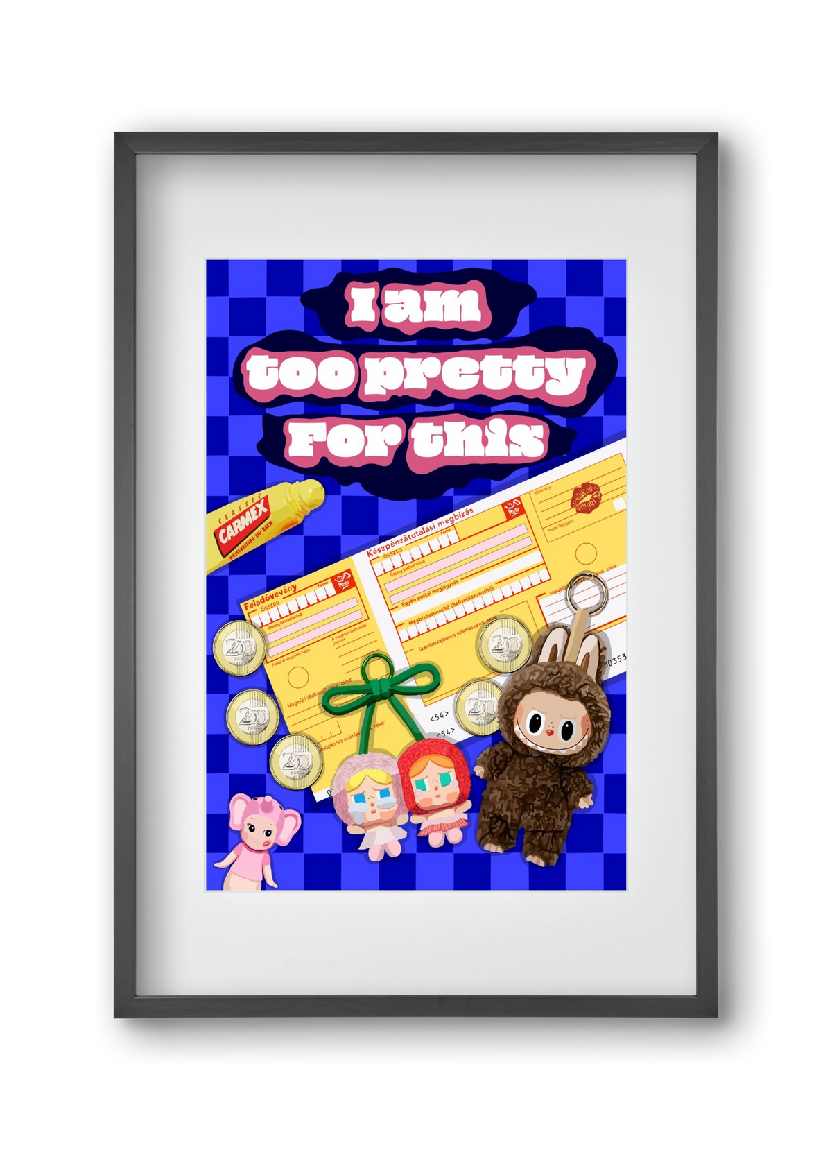 Labubu, 30x45 cm (20x30 cm), Fekete keret, paszpartuval