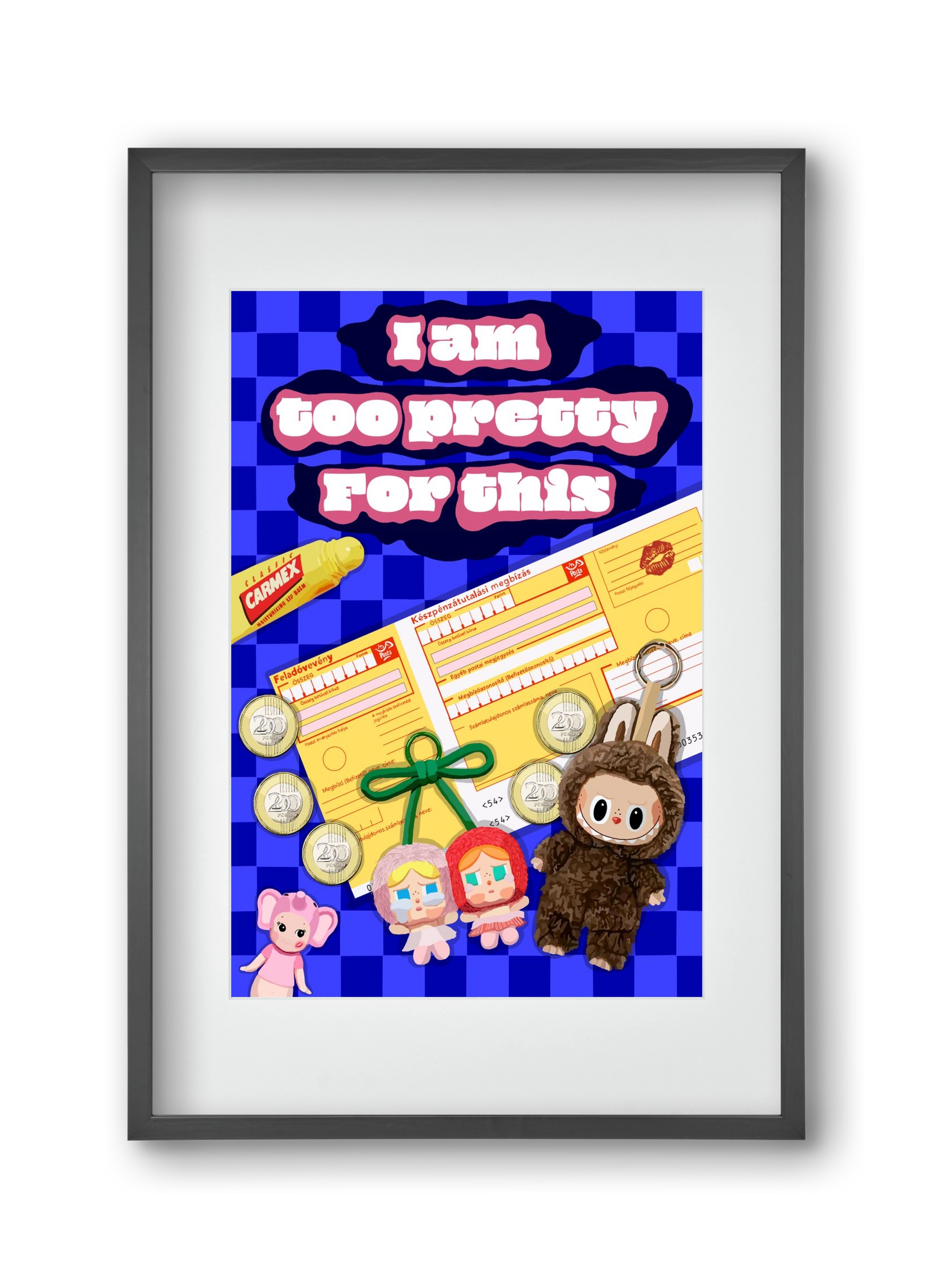 Labubu, 30x45 cm (20x30 cm), Fekete keret, paszpartuval