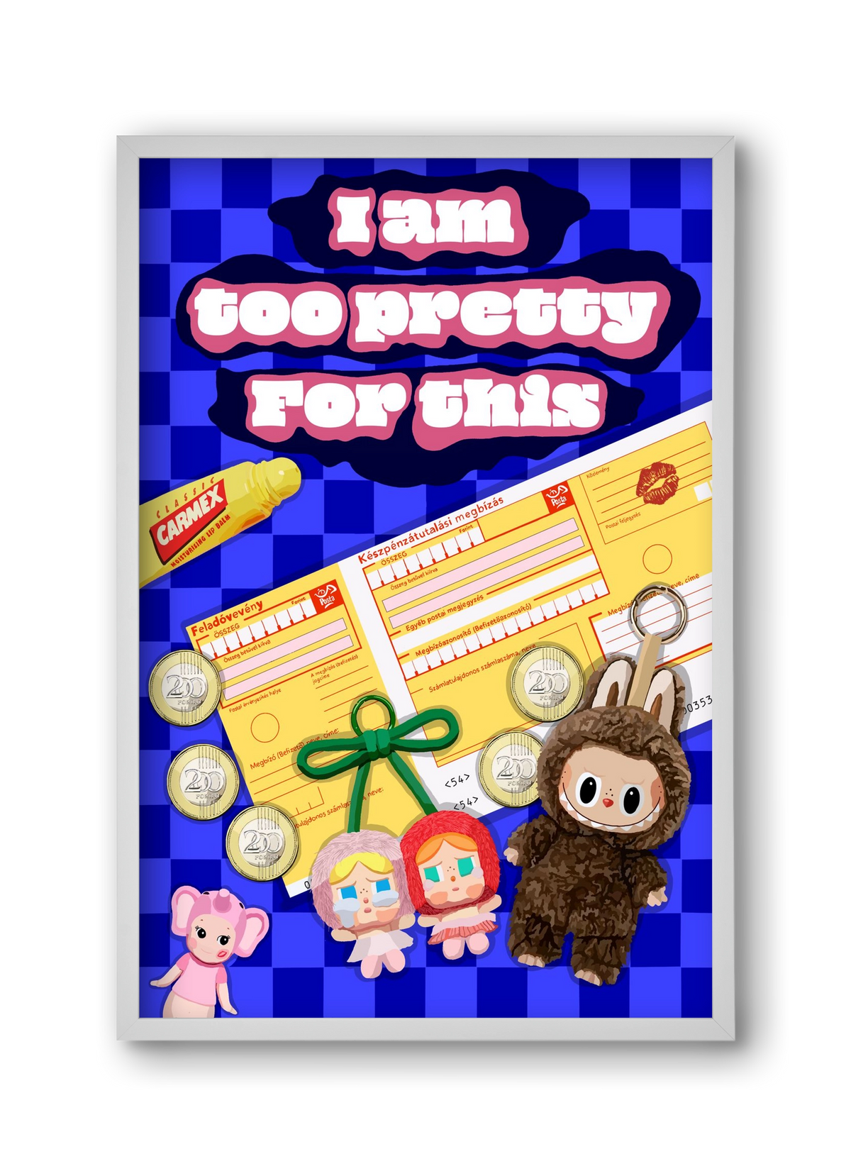 Labubu, 30x45 cm (30x45 cm), Fehér keret