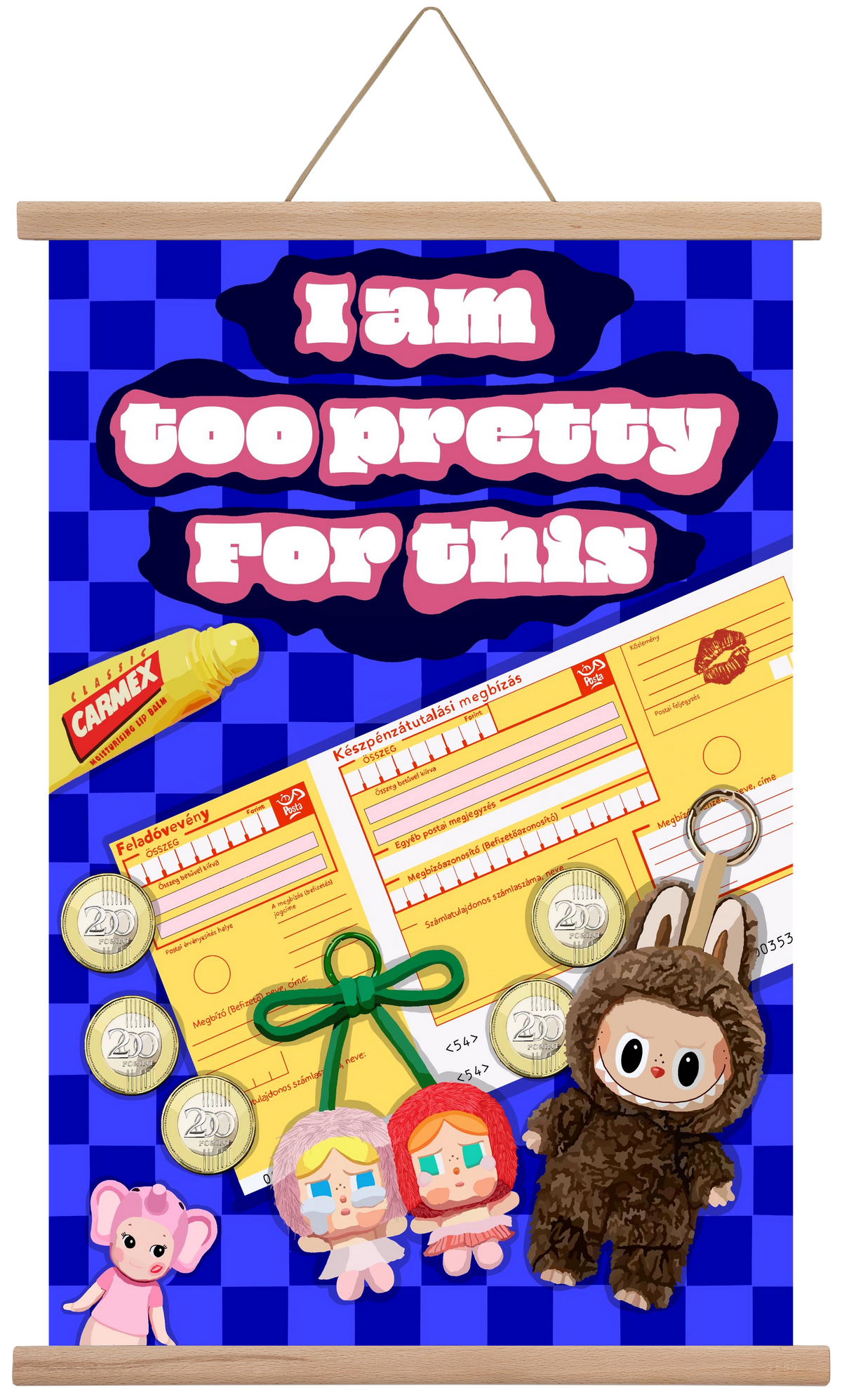 Labubu, 40x60 cm (40x60 cm), Tölgy akasztó