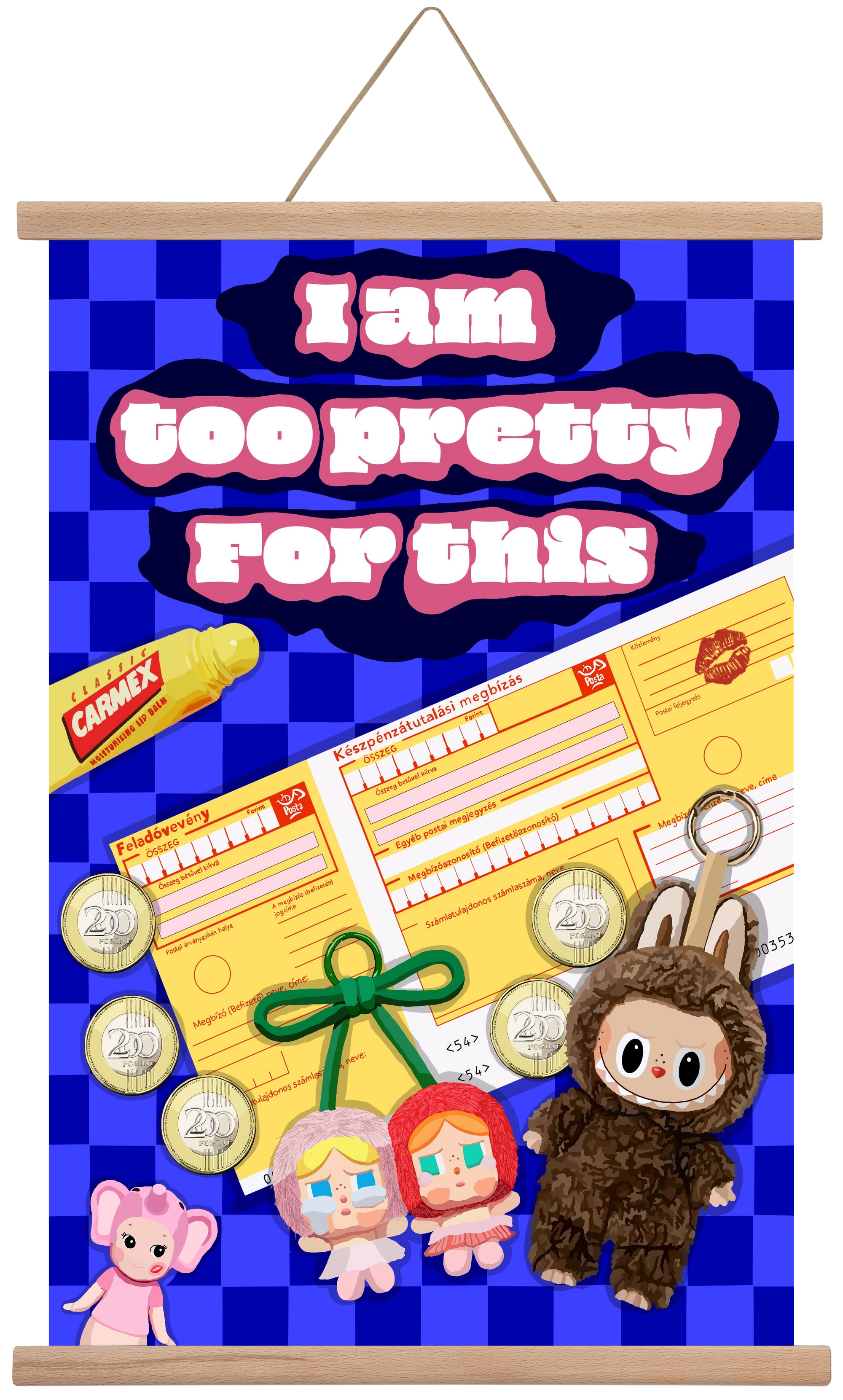 Labubu, 40x60 cm (40x60 cm), Tölgy akasztó