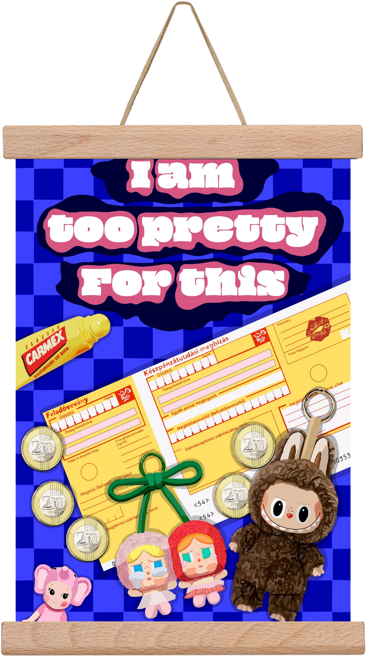 Labubu, 20x30 cm (20x30 cm), Tölgy akasztó