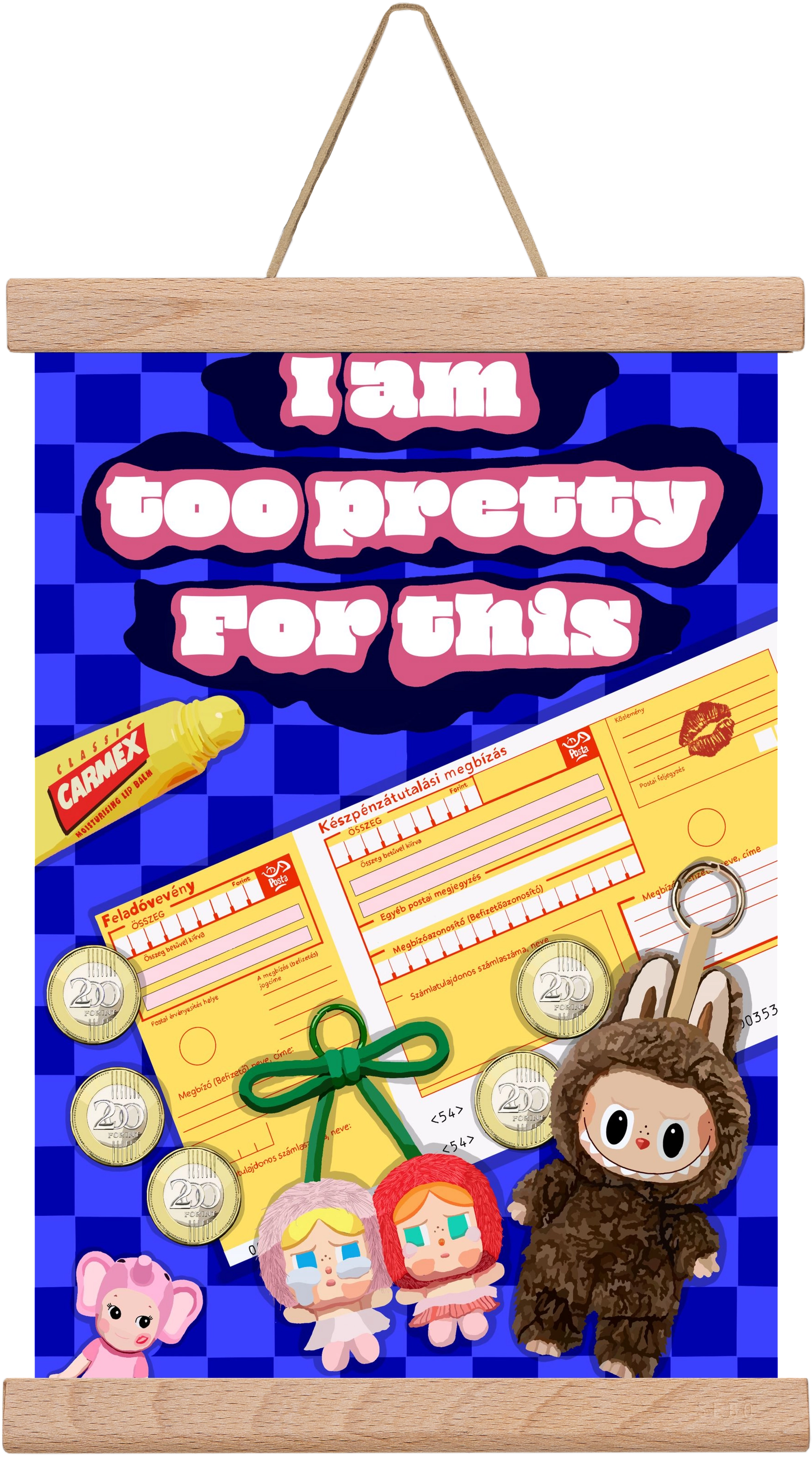 Labubu, 20x30 cm (20x30 cm), Tölgy akasztó