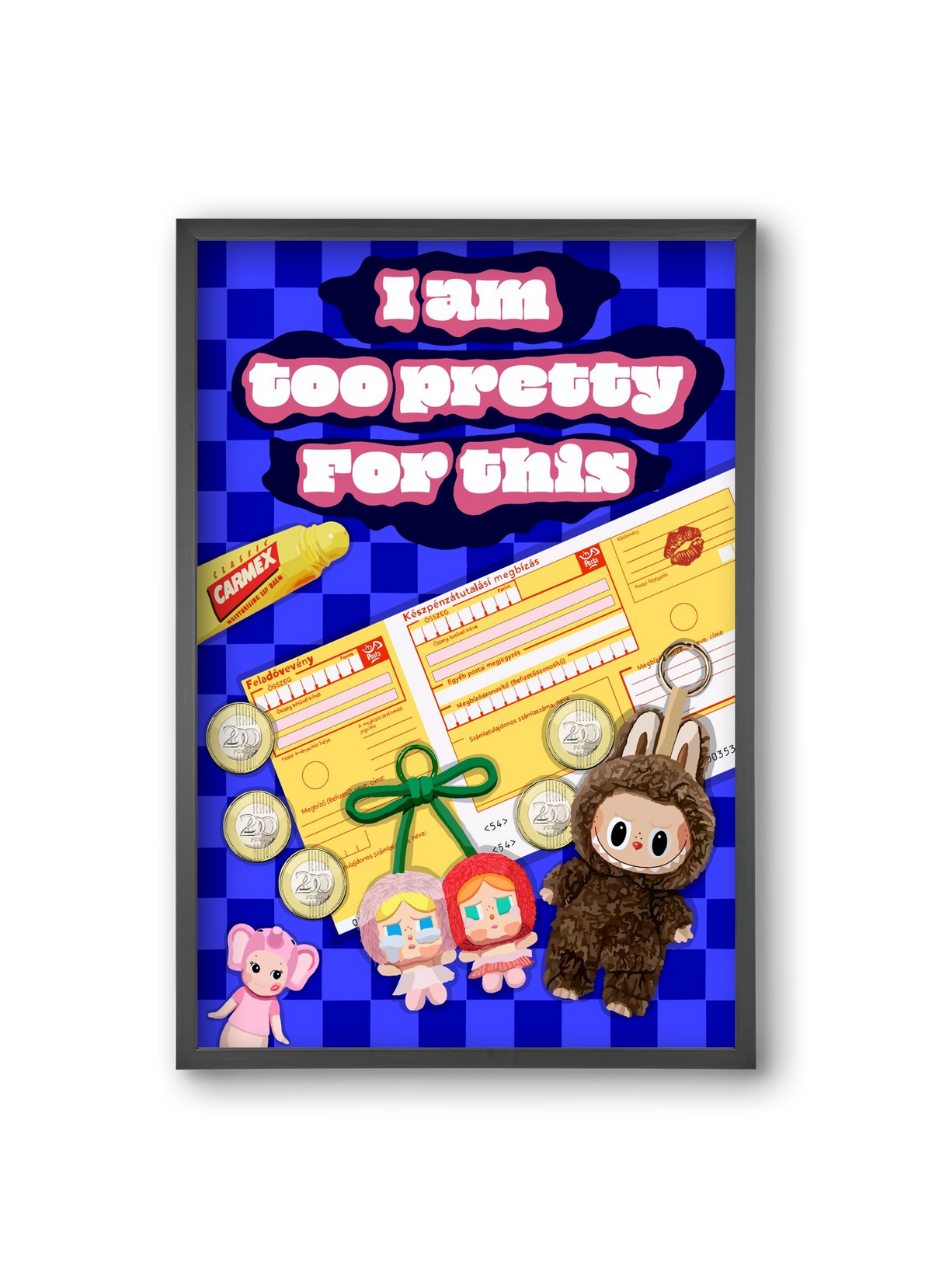 Labubu, 20x30 cm (20x30 cm), Fekete keret