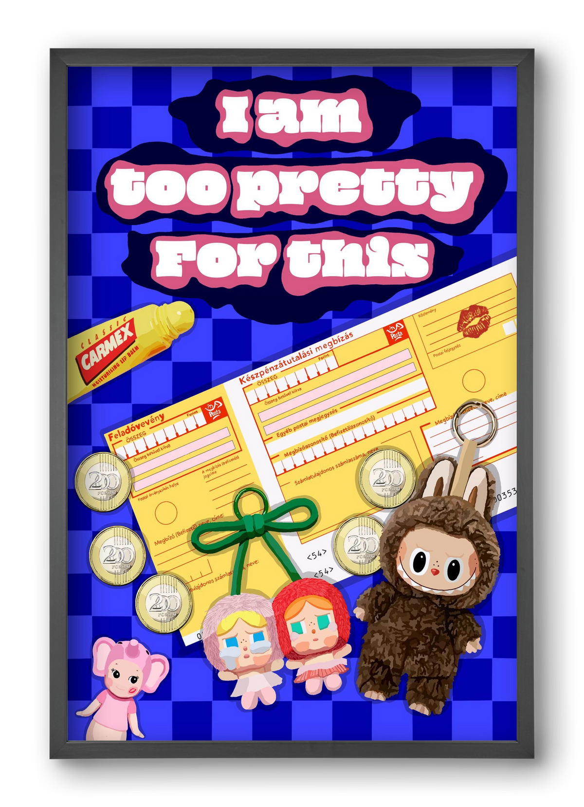 Labubu, 40x60 cm (40x60 cm), Fekete keret