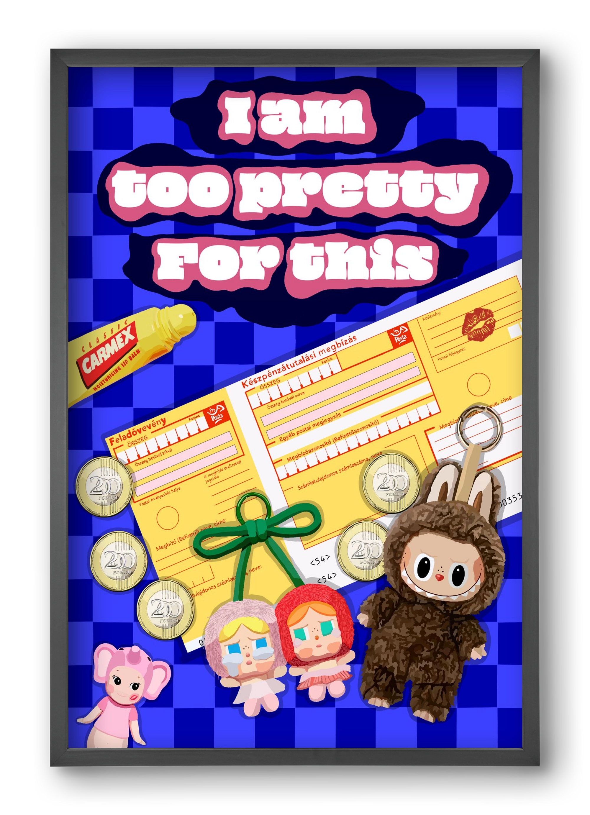 Labubu, 40x60 cm (40x60 cm), Fekete keret