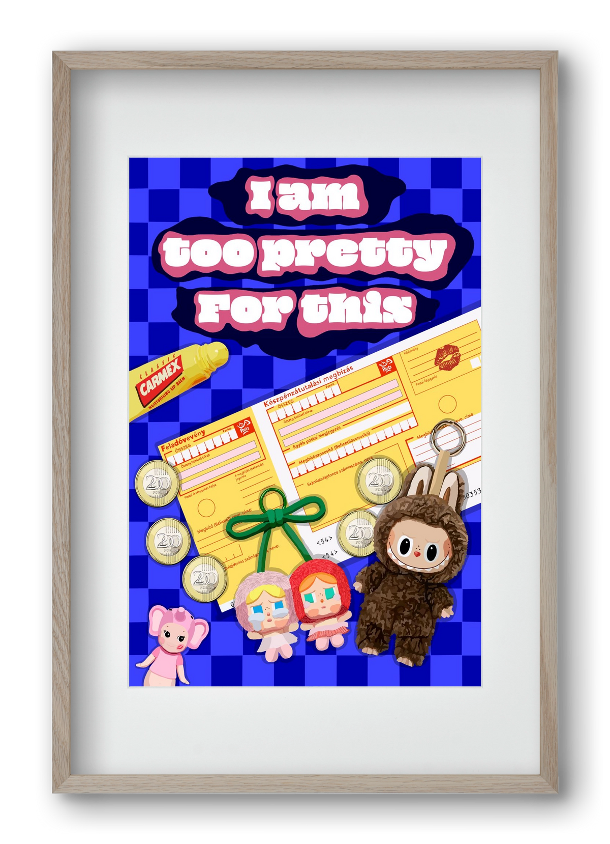 Labubu, 40x60 cm (30x45 cm), Tölgy keret, paszpartuval