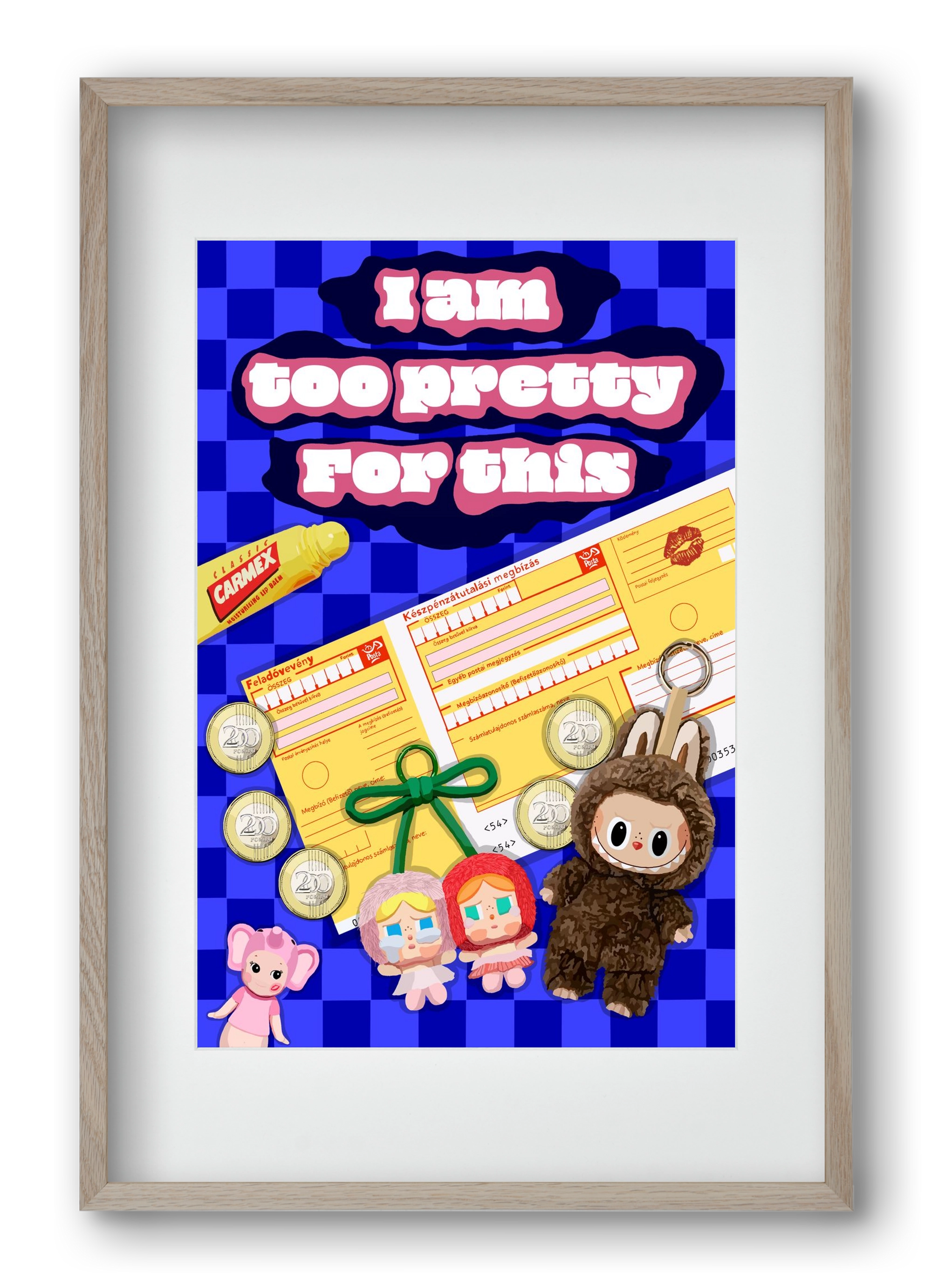 Labubu, 40x60 cm (30x45 cm), Tölgy keret, paszpartuval