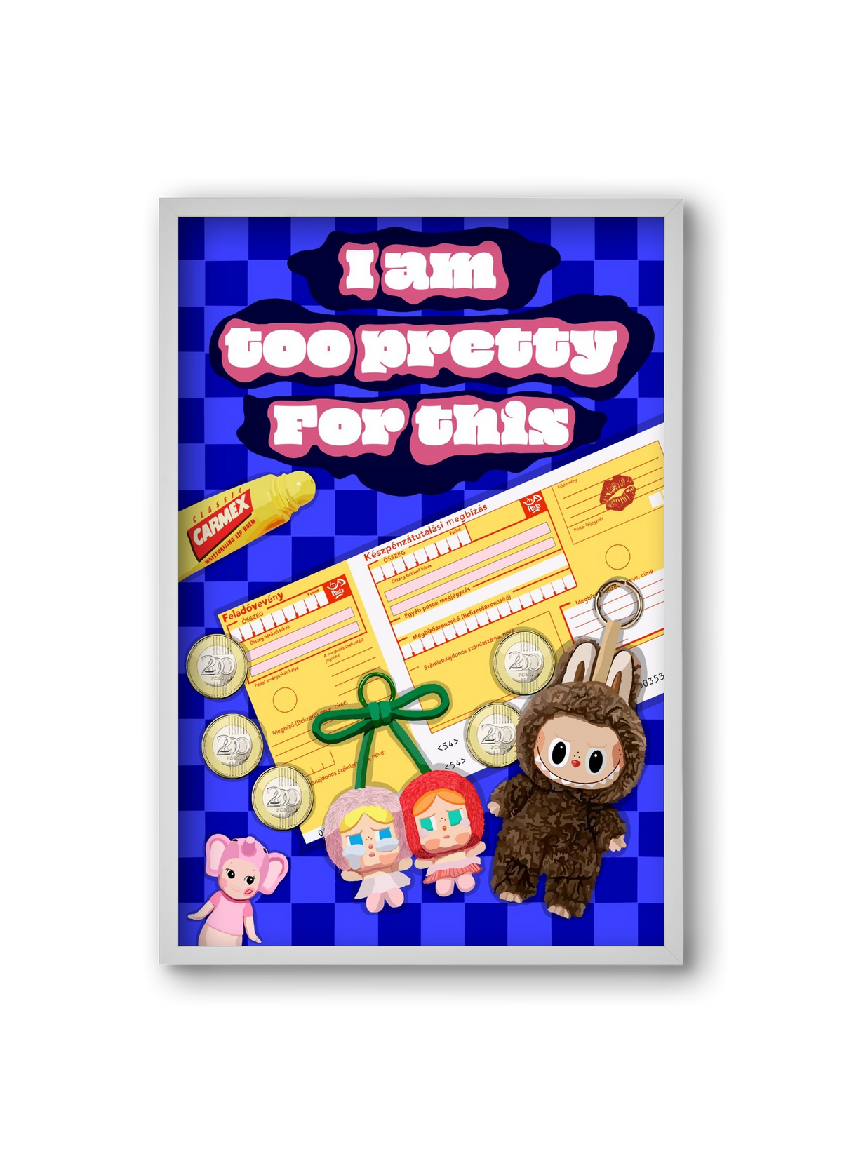 Labubu, 20x30 cm (20x30 cm), Fehér keret