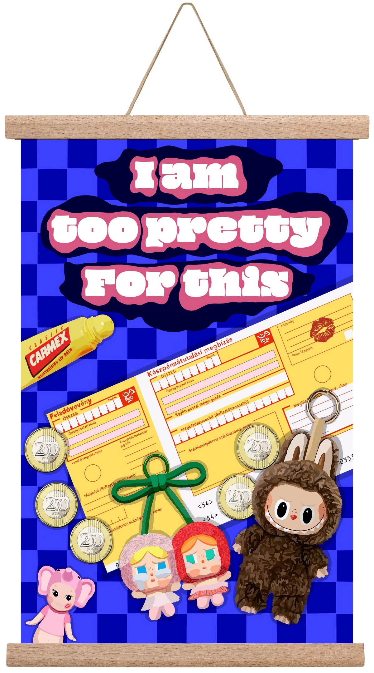 Labubu, 30x45 cm (30x45 cm), Tölgy akasztó