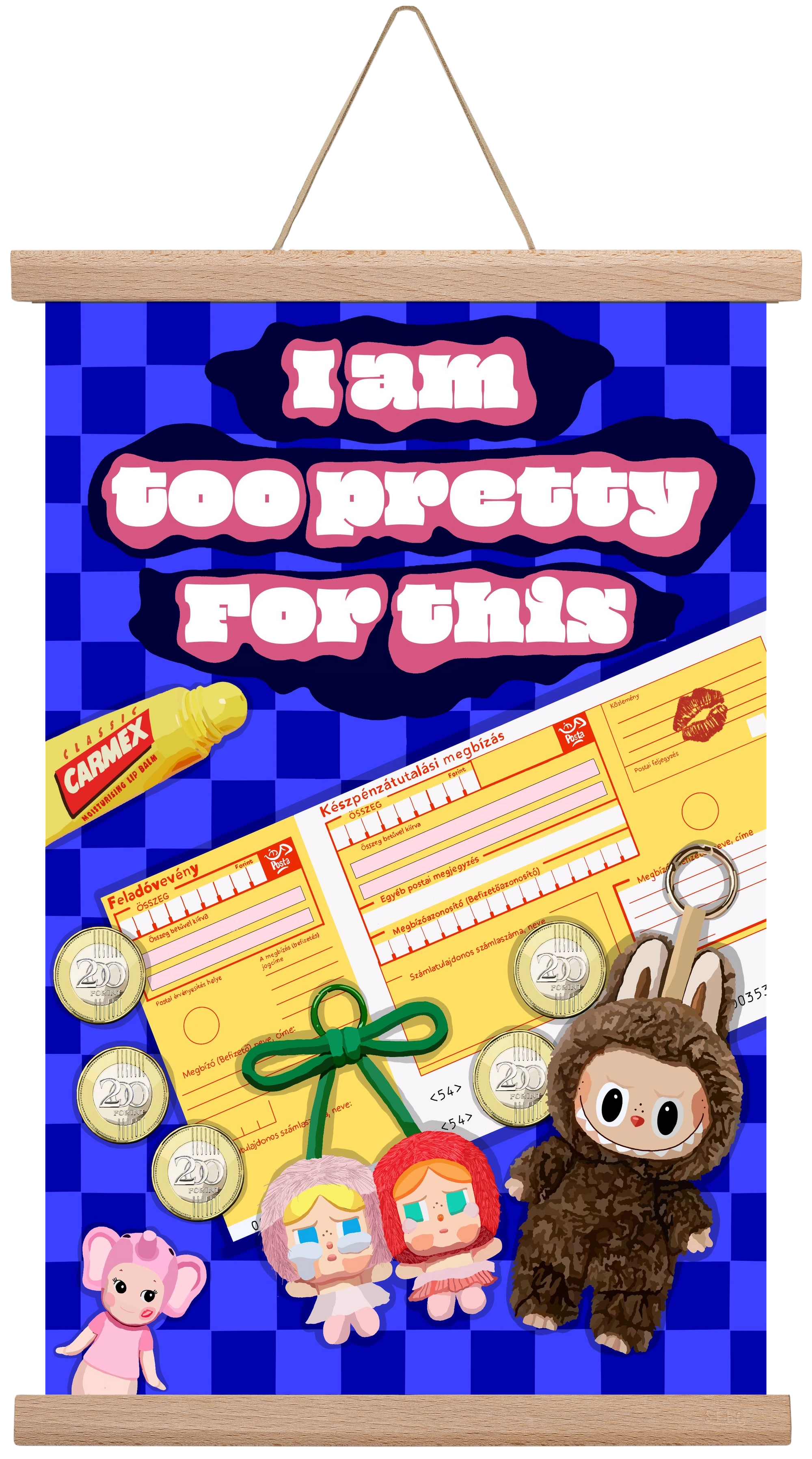 Labubu, 30x45 cm (30x45 cm), Tölgy akasztó