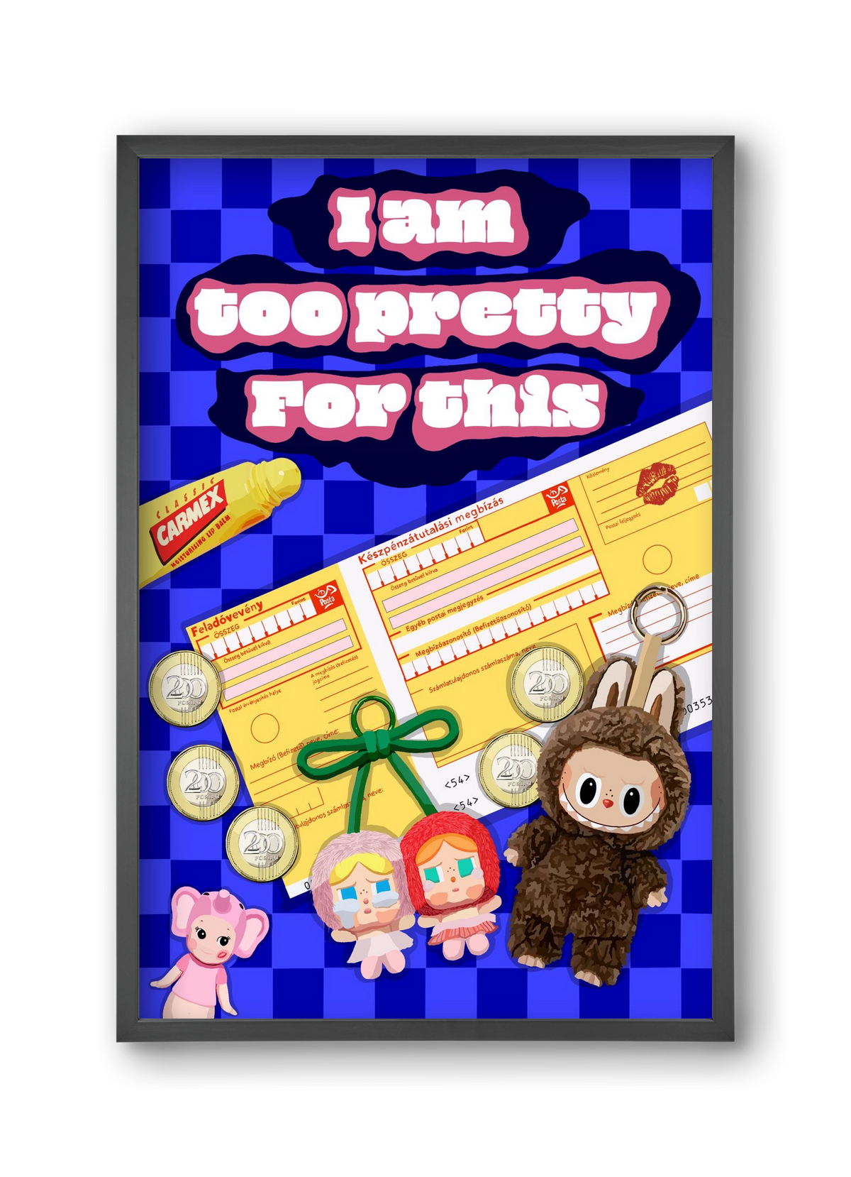 Labubu, 30x45 cm (30x45 cm), Fekete keret