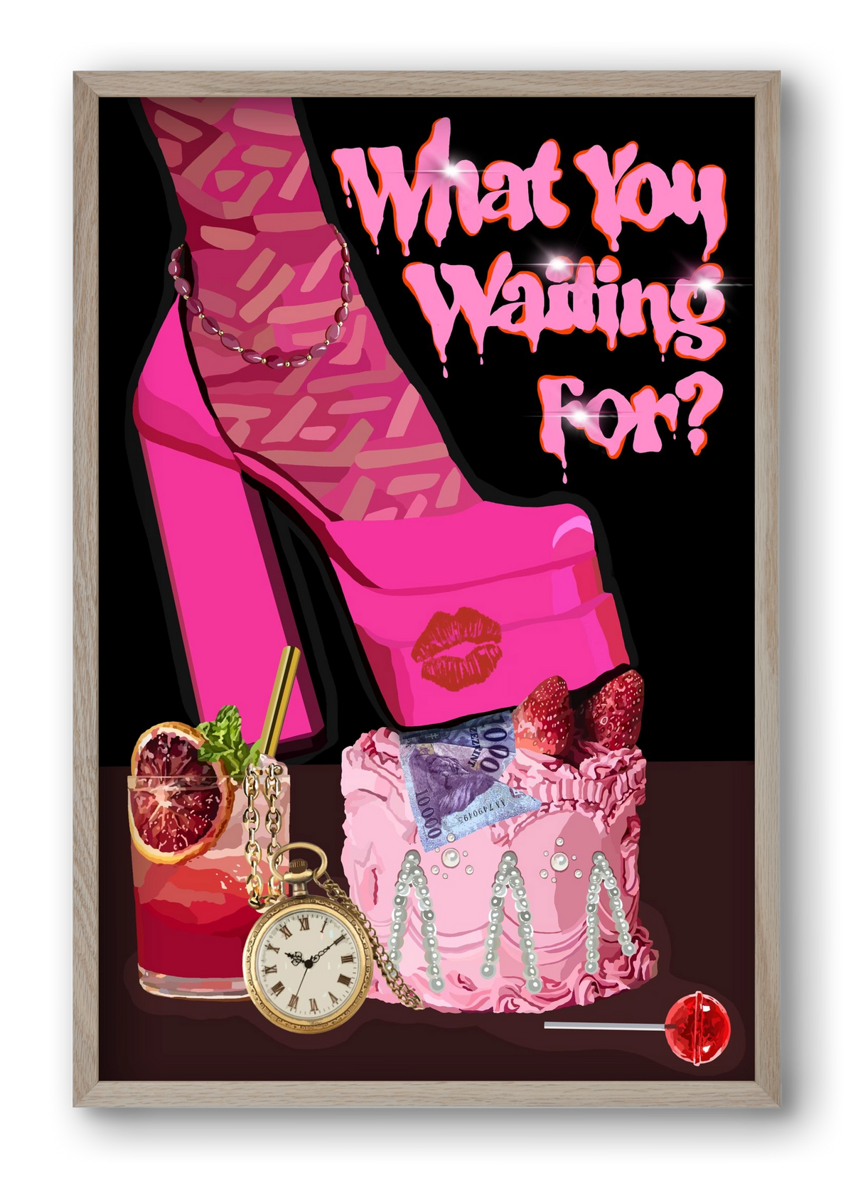 What you waiting for?, 40x60 cm (40x60 cm), Tölgy keret