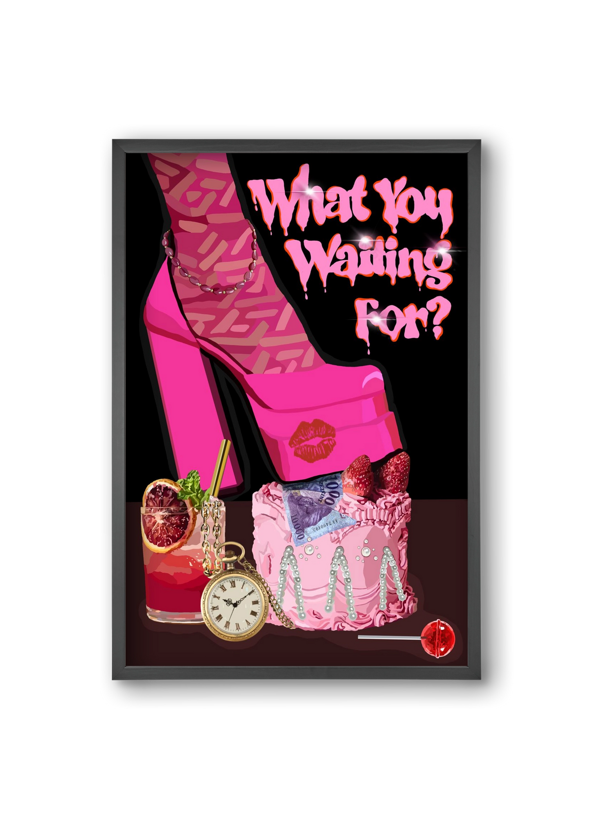 What you waiting for?, 20x30 cm (20x30 cm), Fekete keret