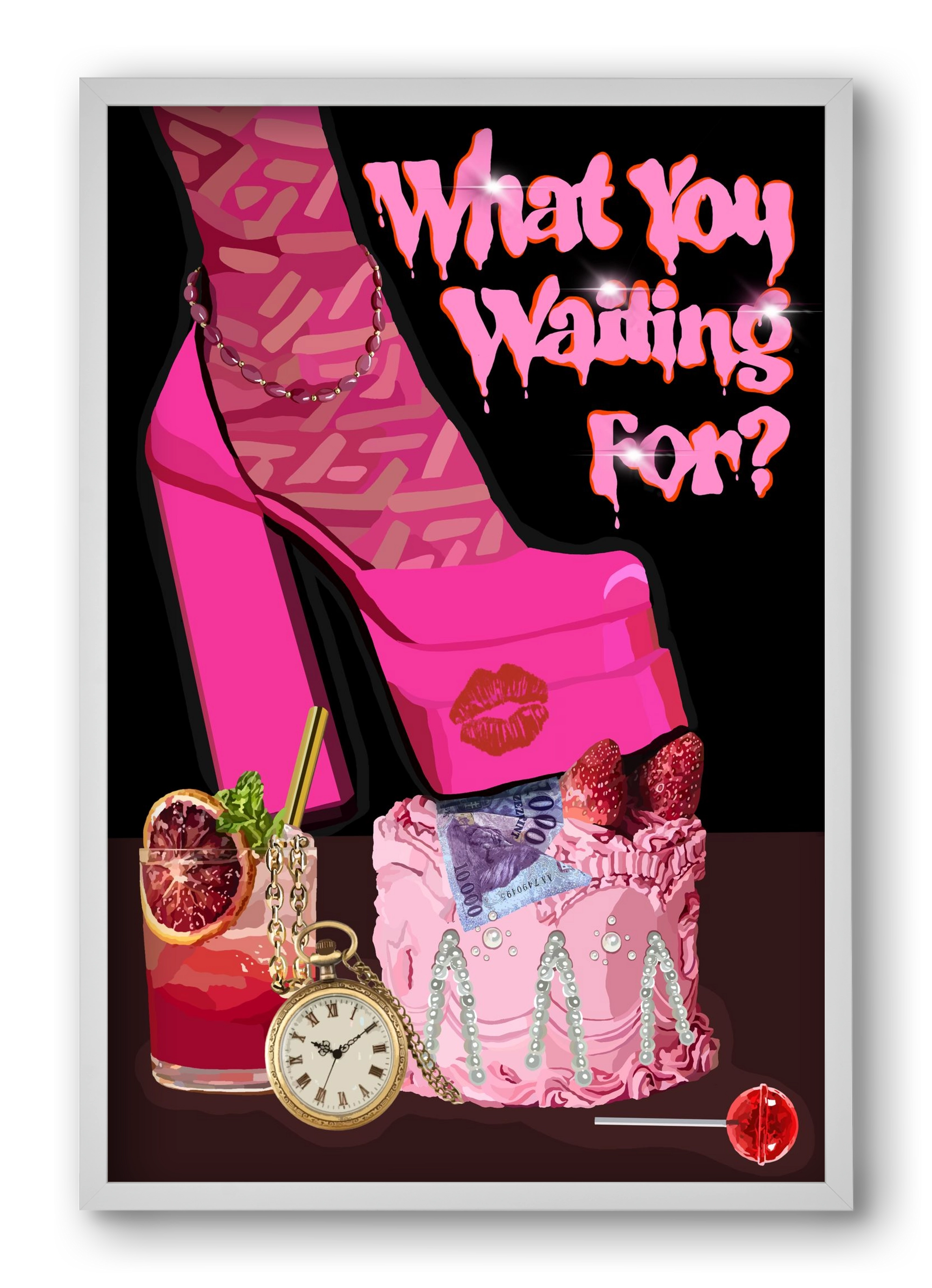 What you waiting for?, 40x60 cm (40x60 cm), Fehér keret