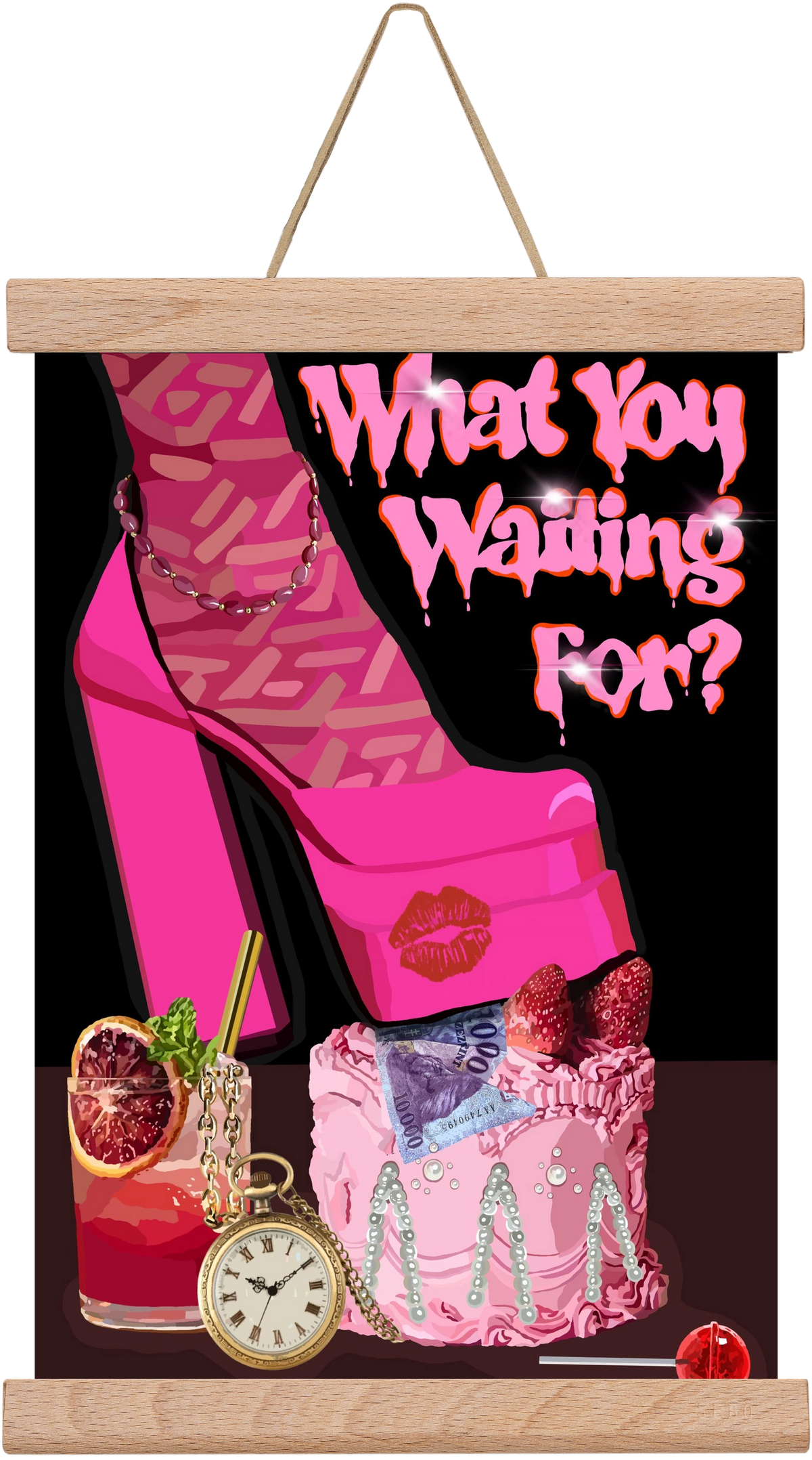 What you waiting for?, 20x30 cm (20x30 cm), Tölgy akasztó