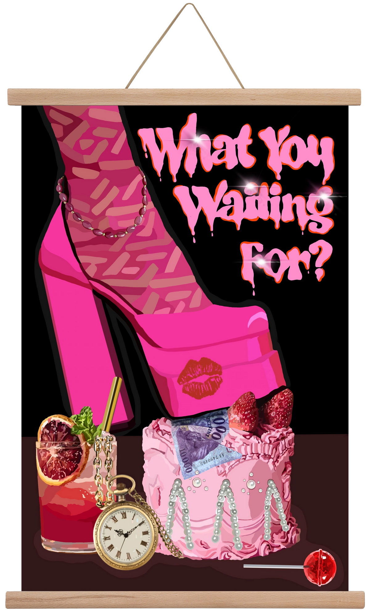 What you waiting for?, 40x60 cm (40x60 cm), Tölgy akasztó