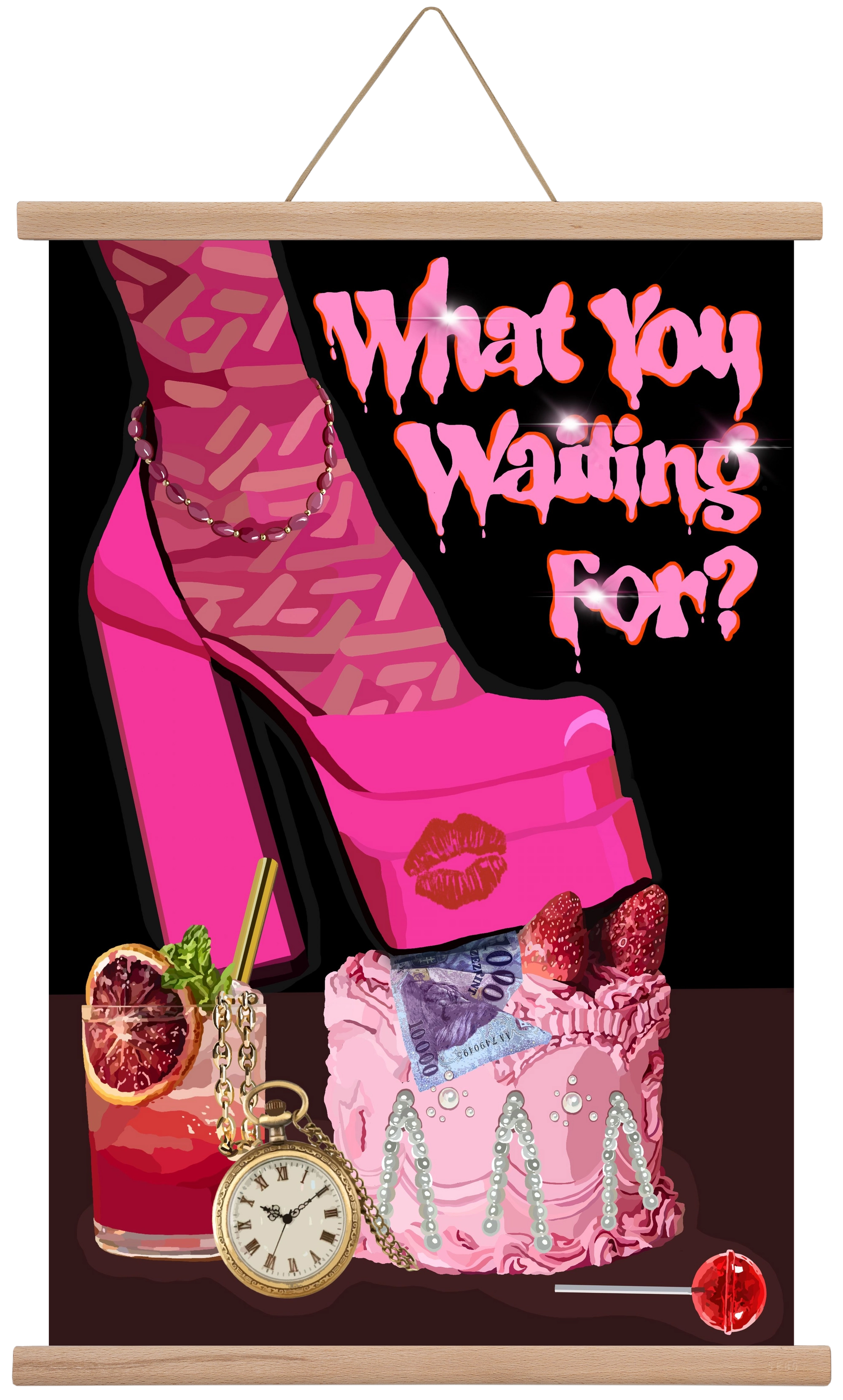 What you waiting for?, 40x60 cm (40x60 cm), Tölgy akasztó