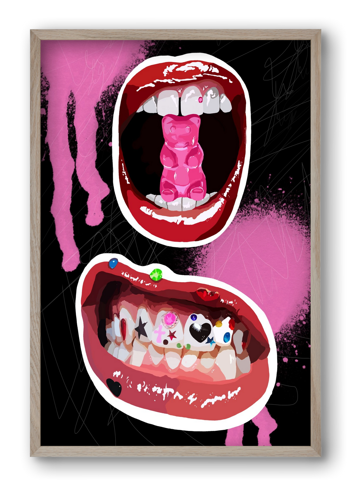 Gumimaci, 40x60 cm (40x60 cm), Tölgy keret