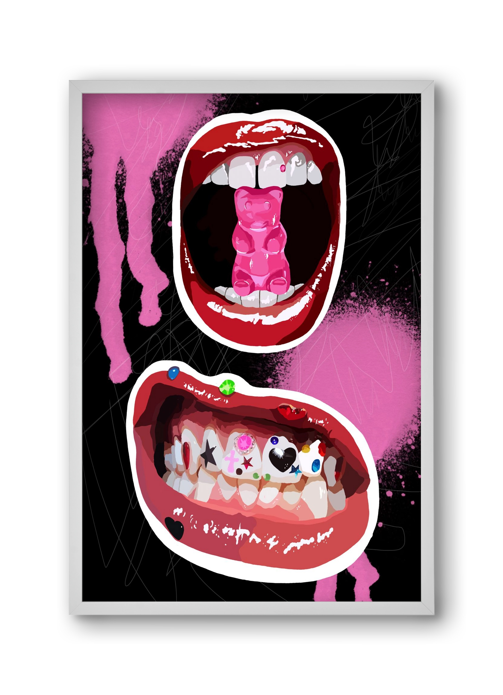 Gumimaci, 30x45 cm (30x45 cm), Fehér keret