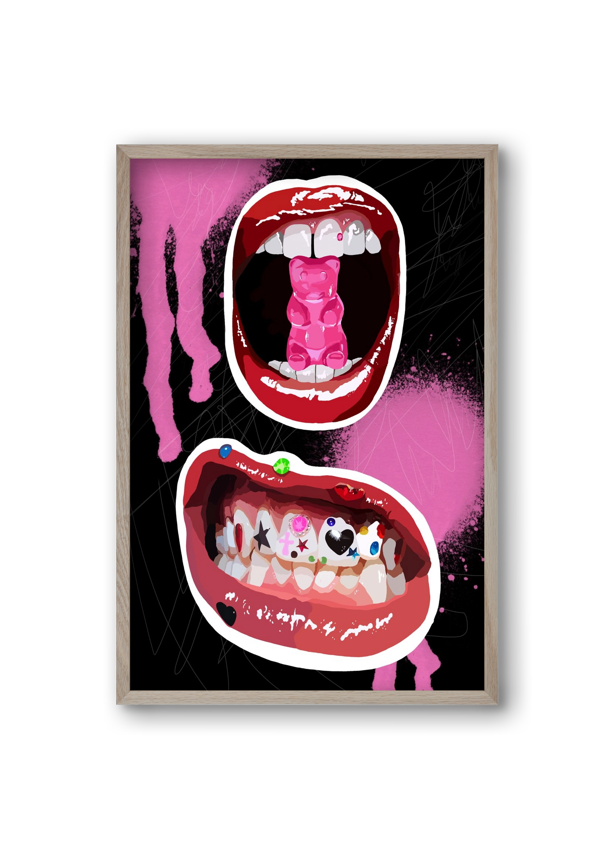 Gumimaci, 20x30 cm (20x30 cm), Tölgy keret