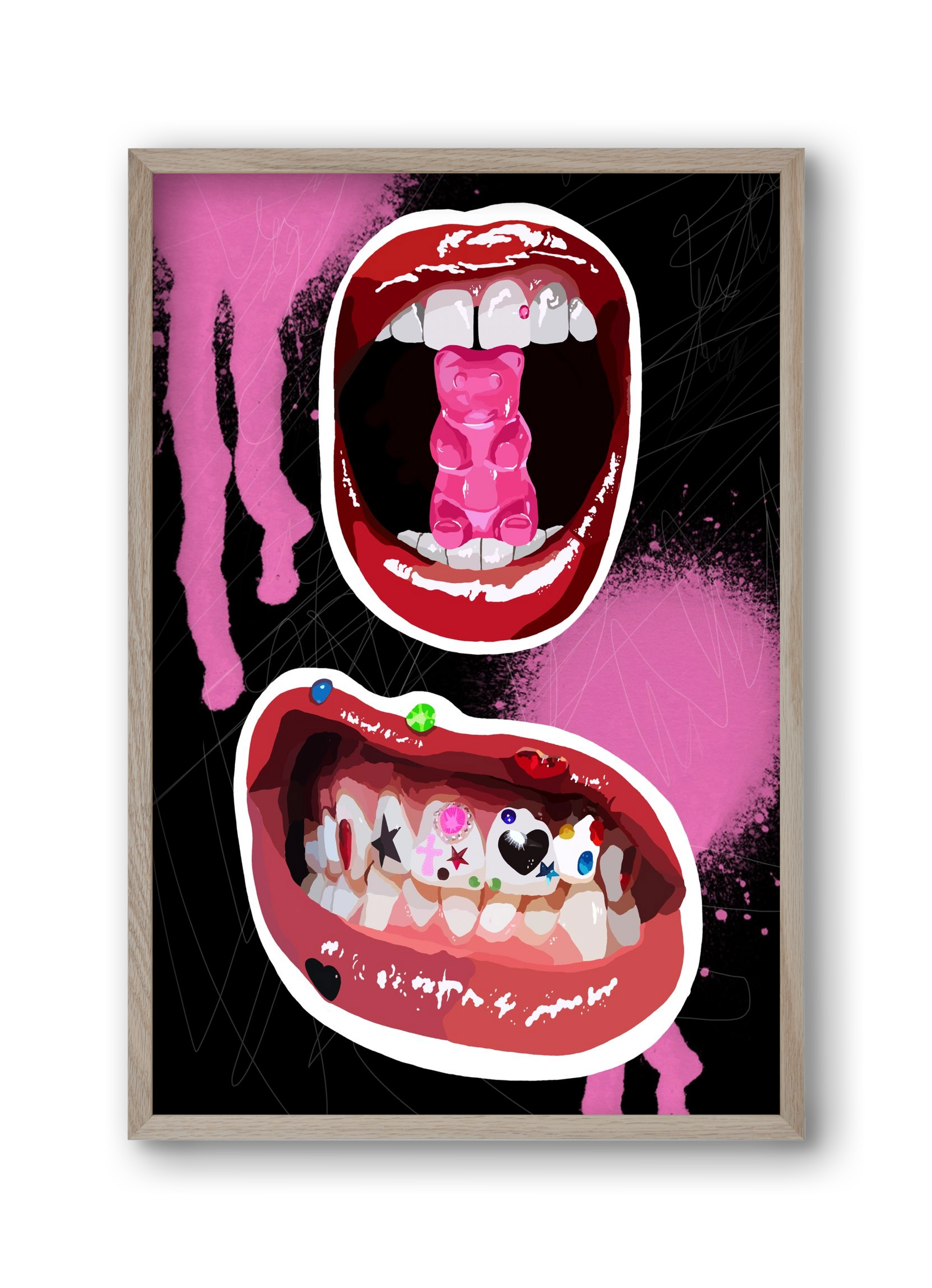 Gumimaci, 30x45 cm (30x45 cm), Tölgy keret