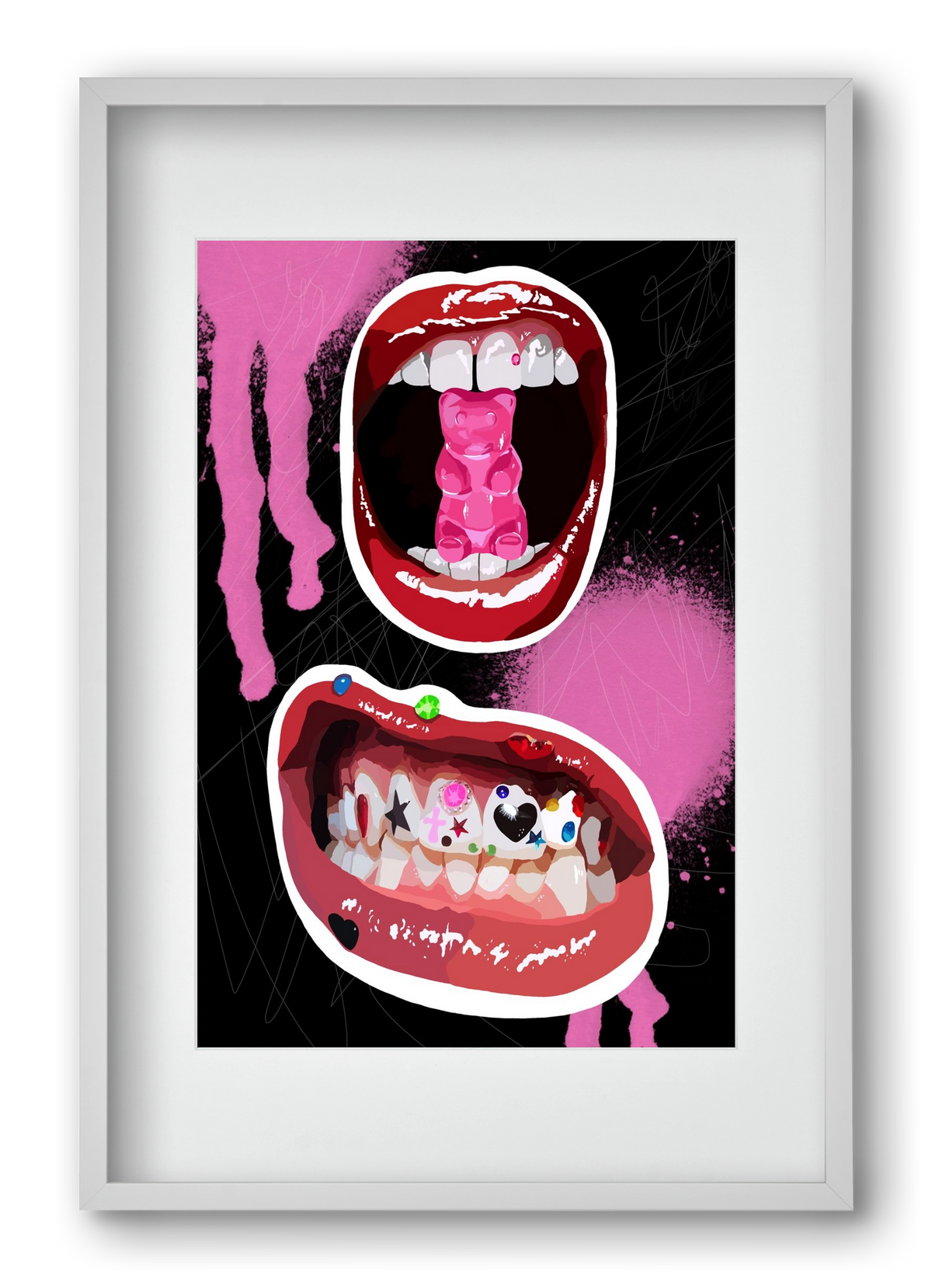 Gumimaci, 40x60 cm (30x45 cm), Fehér keret, paszpartuval