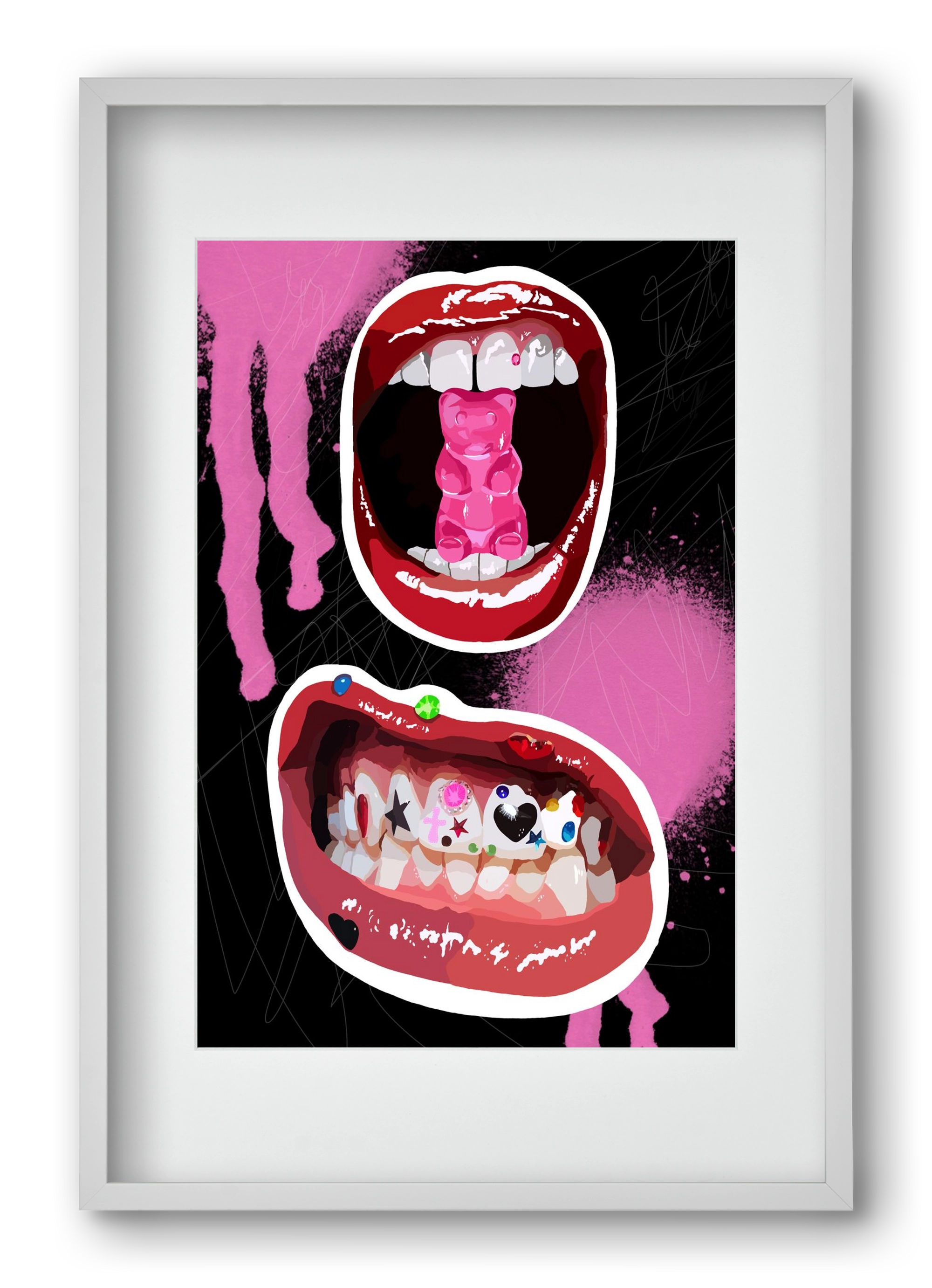 Gumimaci, 40x60 cm (30x45 cm), Fehér keret, paszpartuval