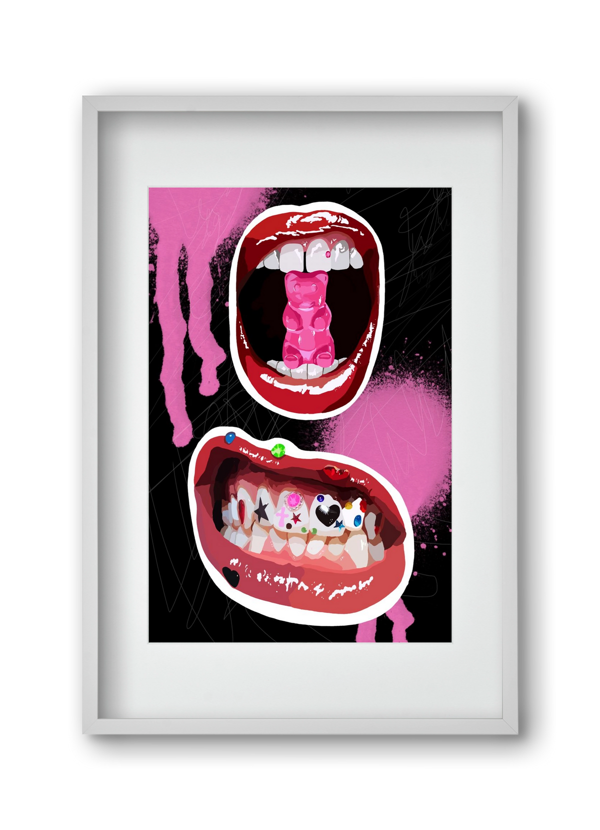 Gumimaci, 30x45 cm (20x30 cm), Fehér keret, paszpartuval