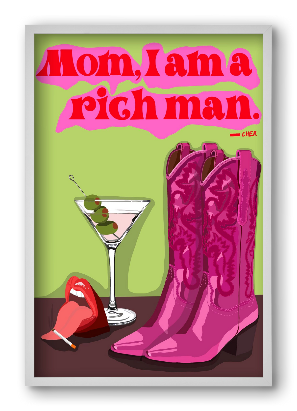 Cher, 40x60 cm (40x60 cm), Fehér keret