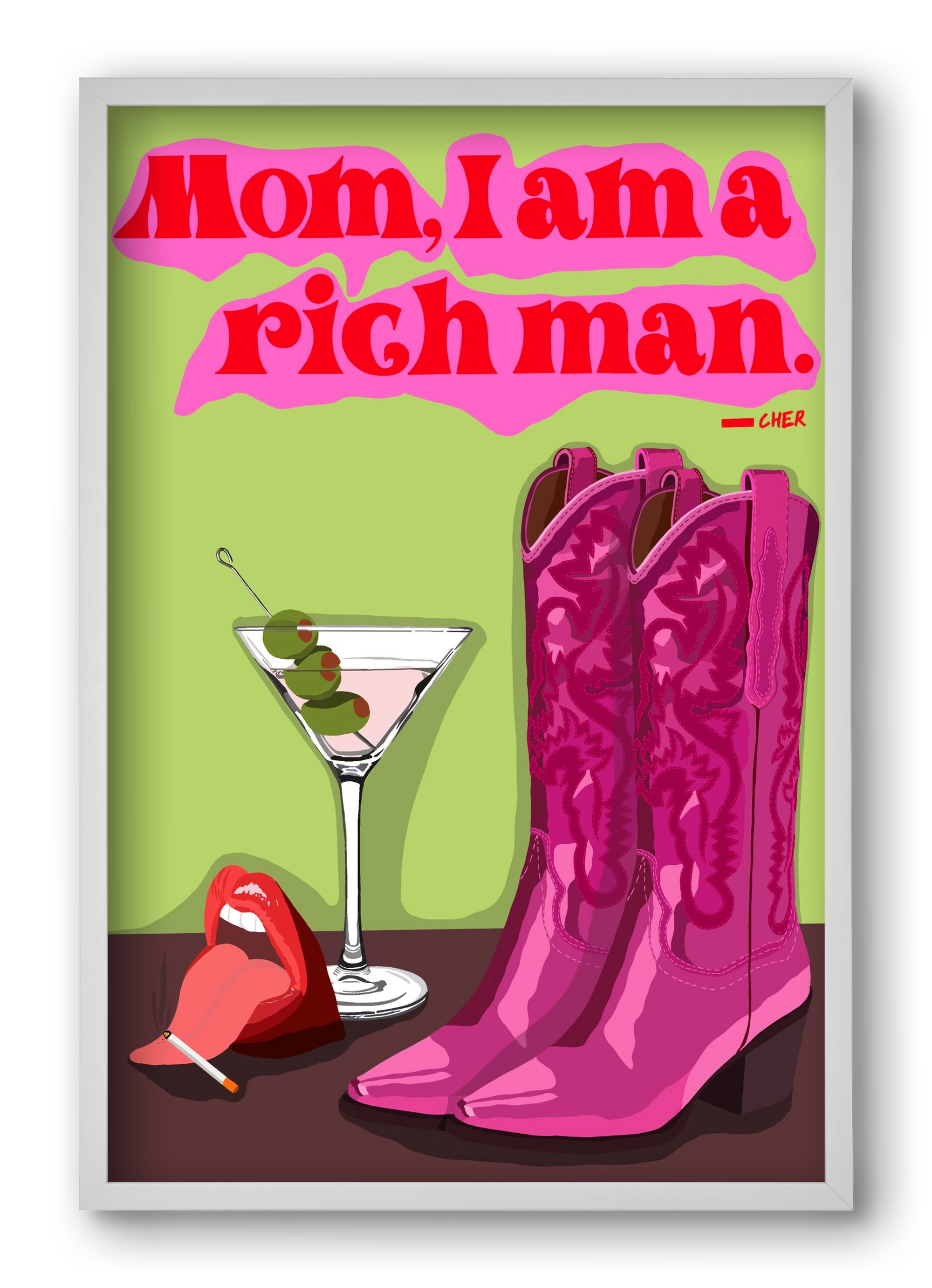 Cher, 40x60 cm (40x60 cm), Fehér keret