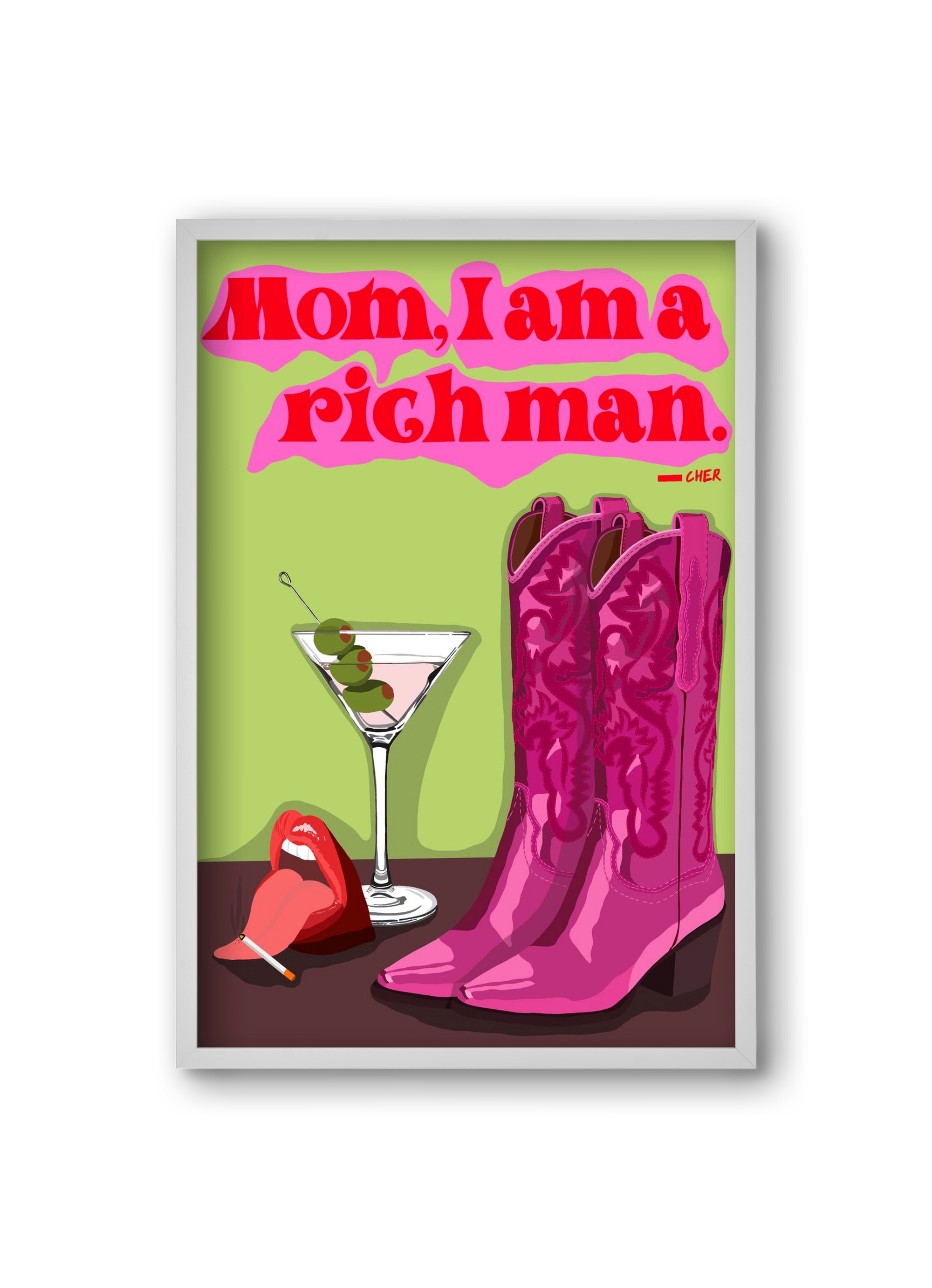 Cher, 20x30 cm (20x30 cm), Fehér keret