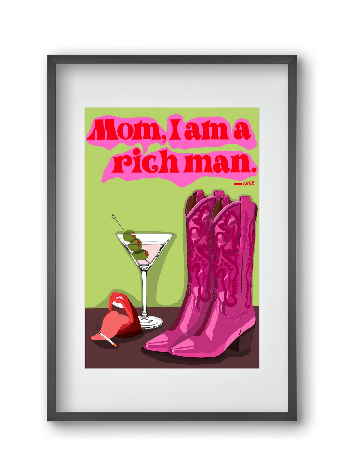 Cher, 30x45 cm (20x30 cm), Fekete keret, paszpartuval