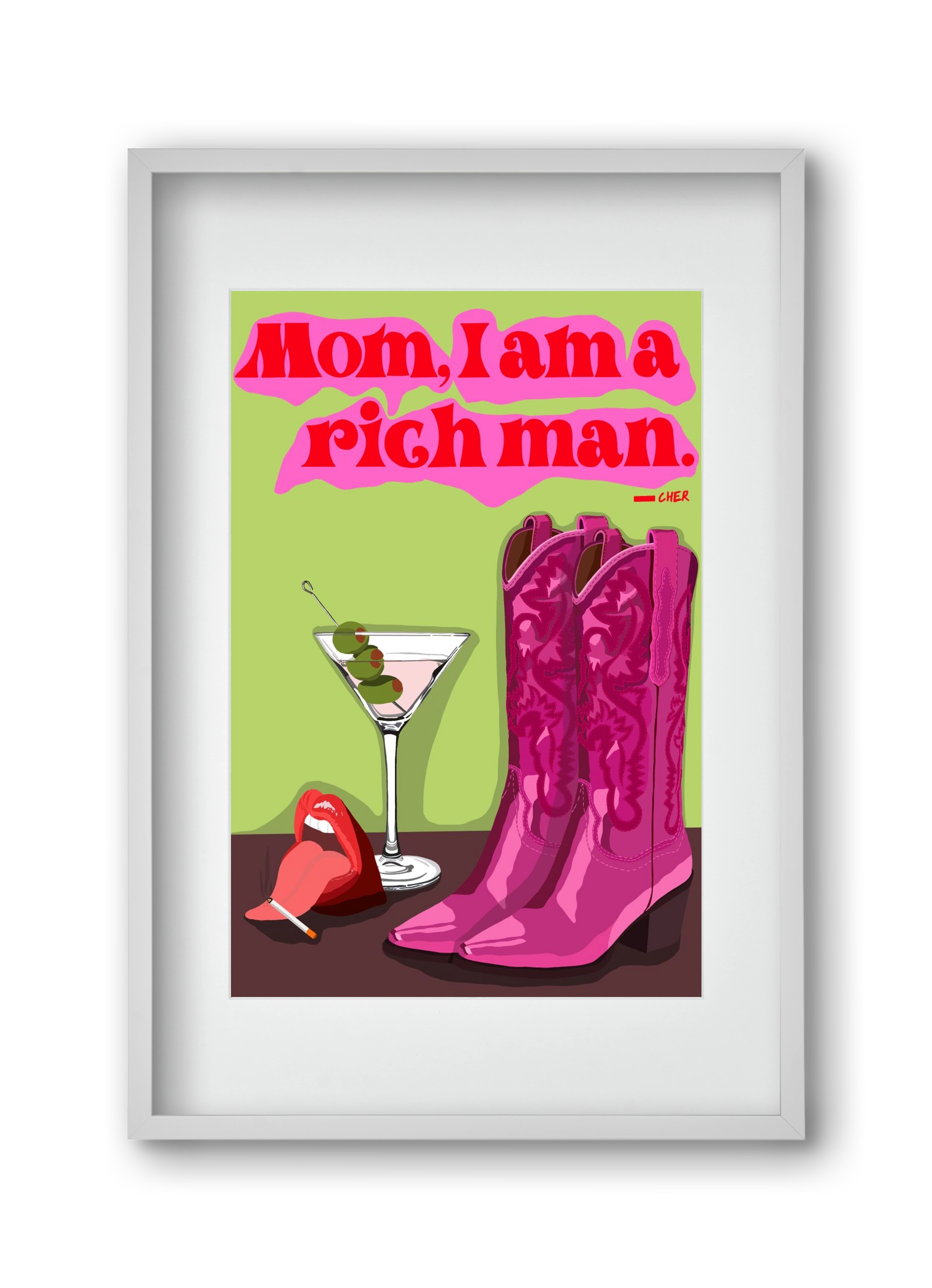 Cher, 30x45 cm (20x30 cm), Fehér keret, paszpartuval