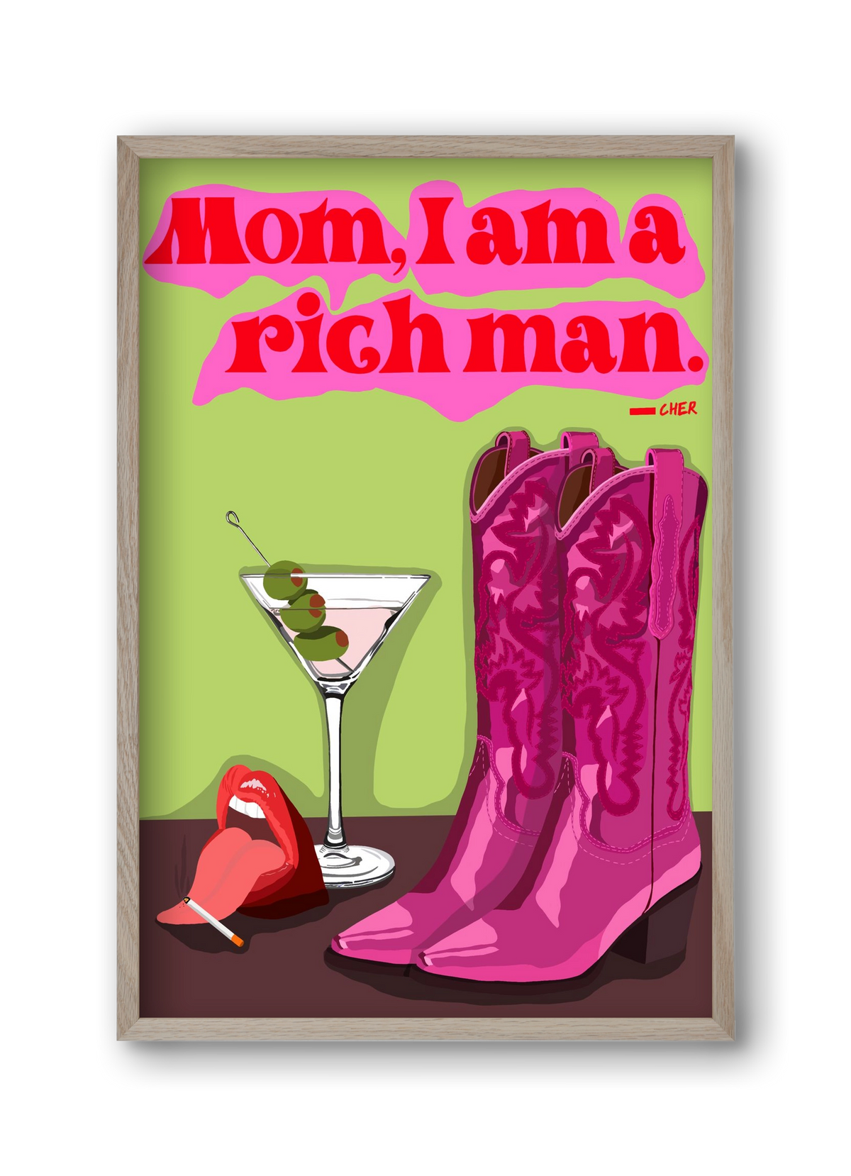 Cher, 30x45 cm (30x45 cm), Tölgy keret