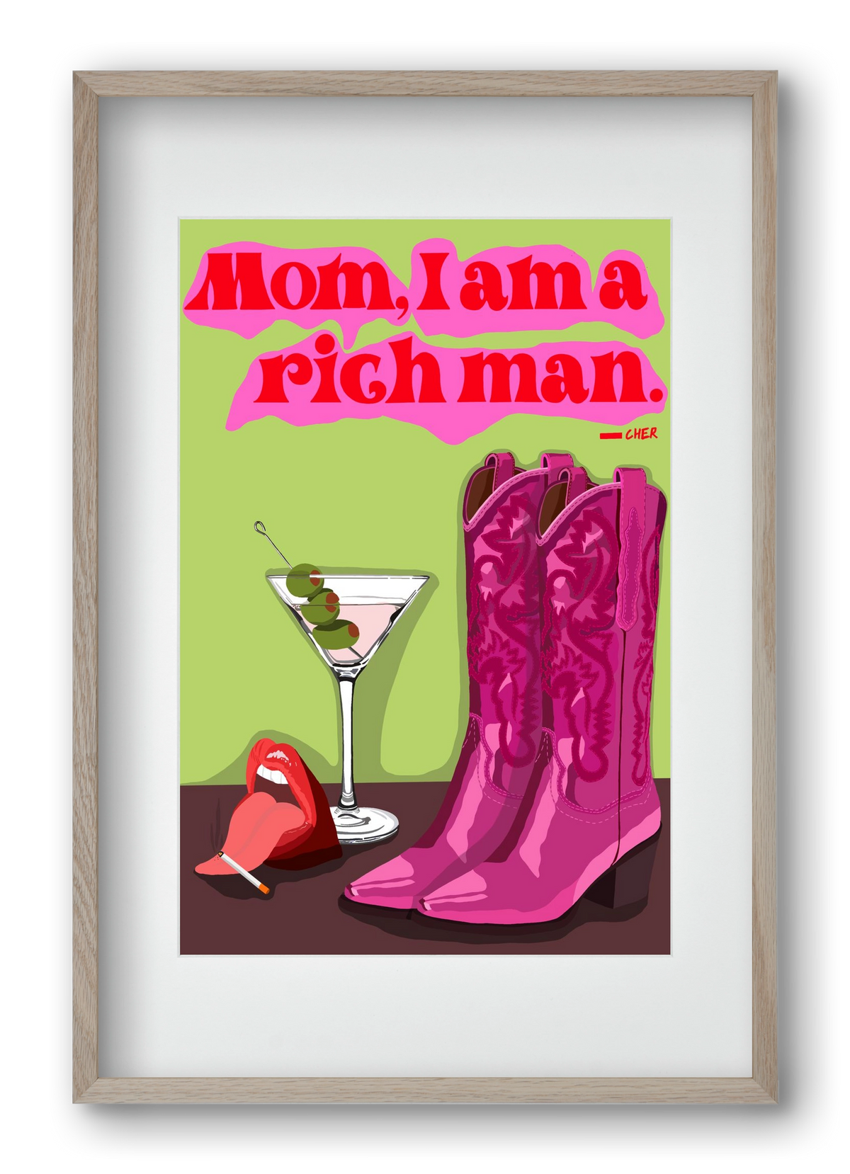 Cher, 40x60 cm (30x45 cm), Tölgy keret, paszpartuval