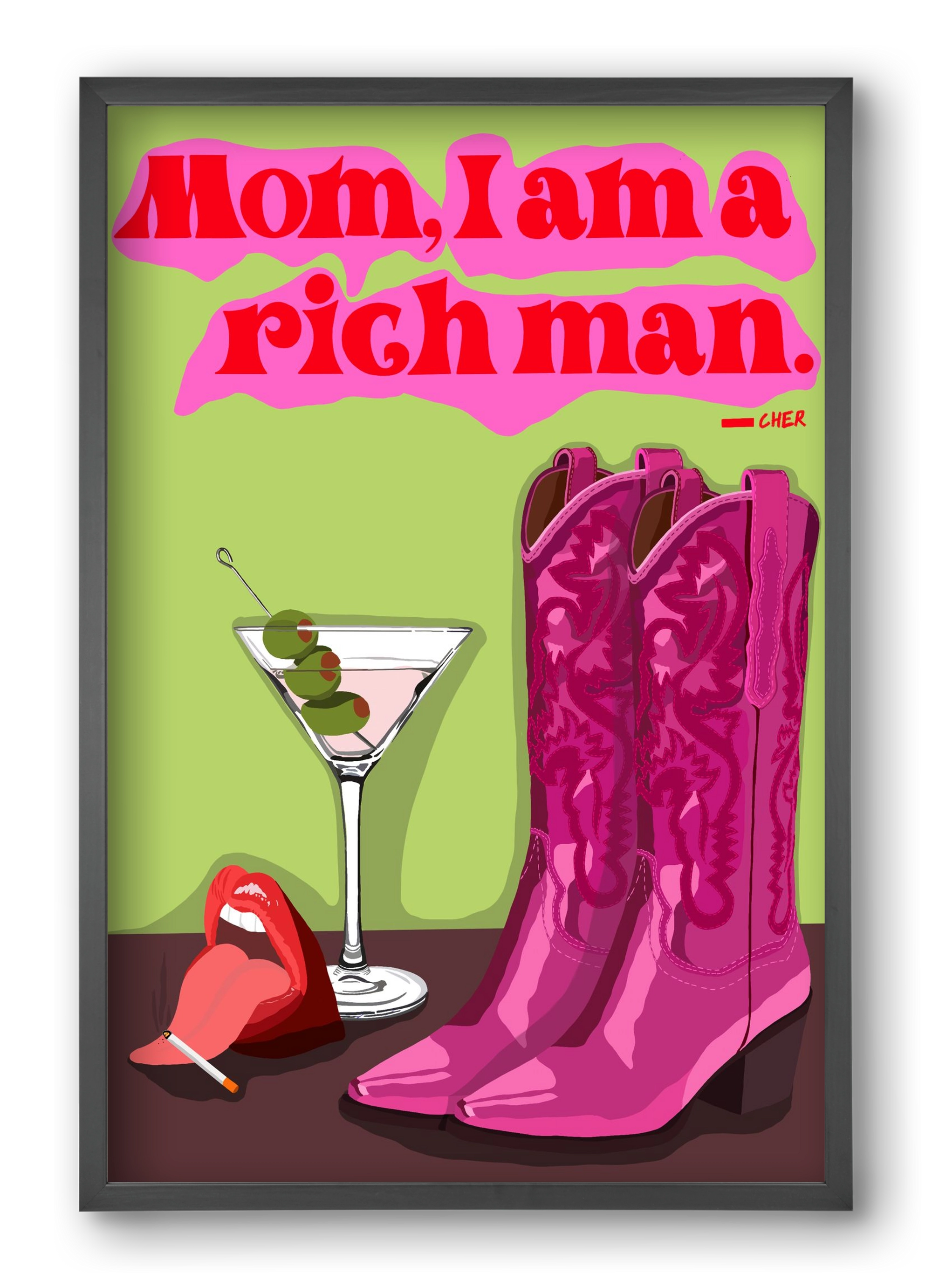 Cher, 40x60 cm (40x60 cm), Fekete keret