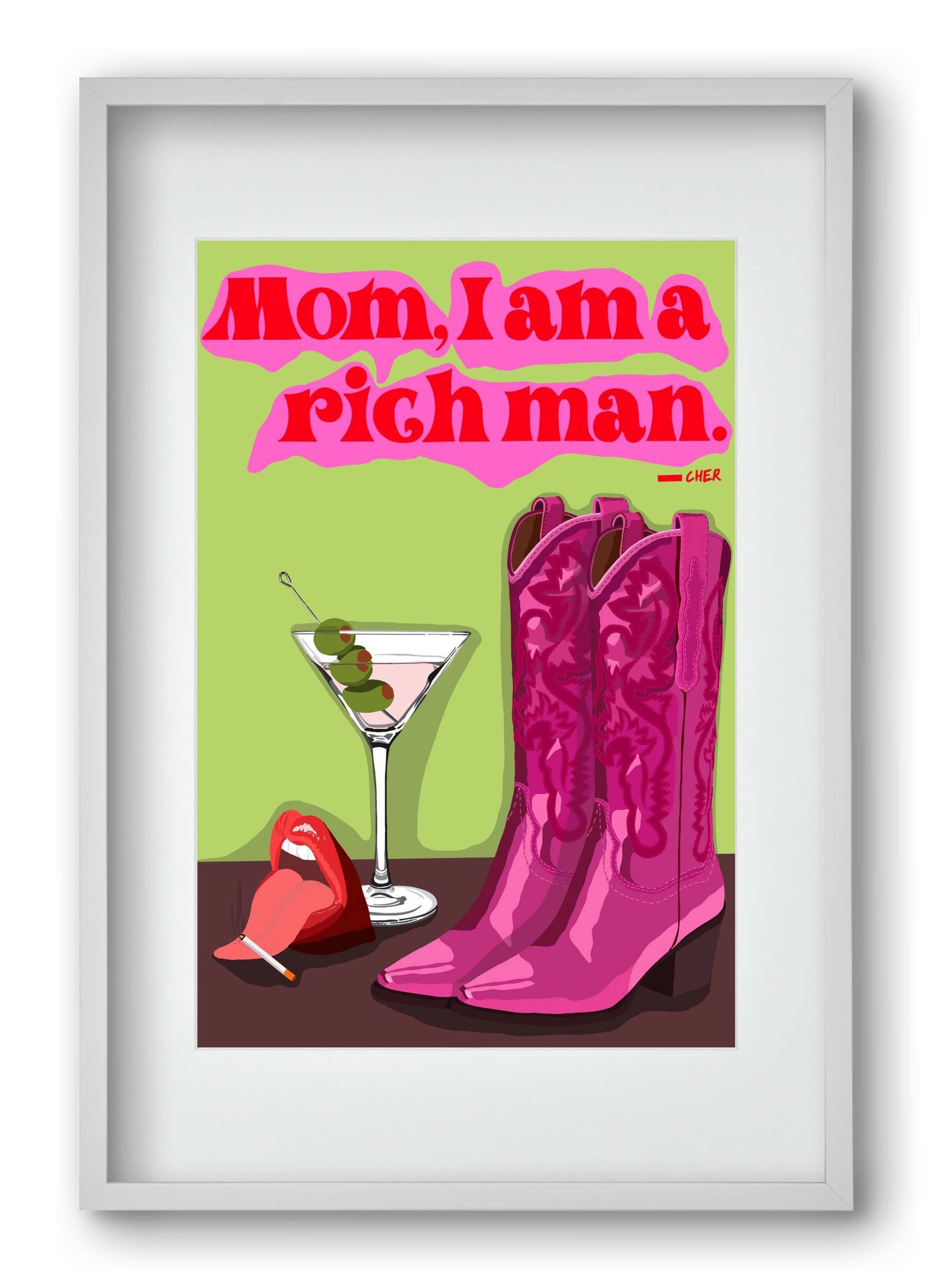 Cher, 40x60 cm (30x45 cm), Fehér keret, paszpartuval